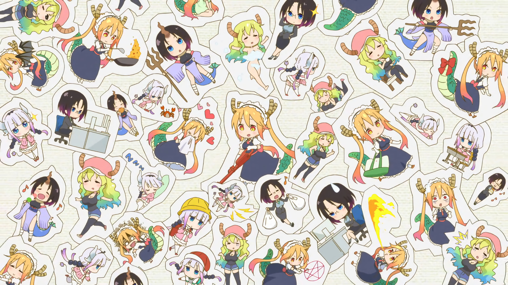 简单 小林家的女仆龙 卡通 可爱 萝莉 彩绘 绘画 艺术 电脑 壁纸 3840×2160