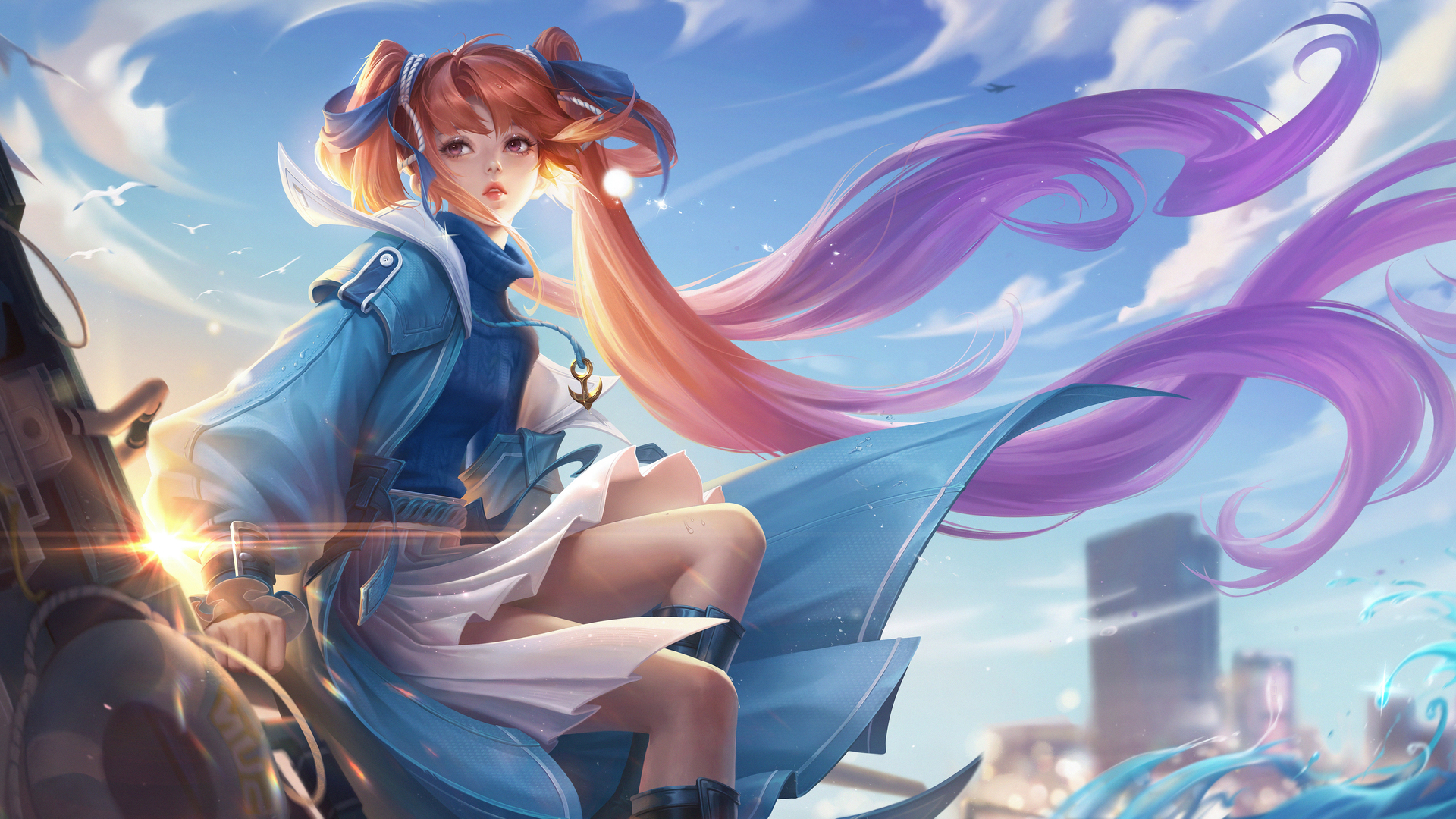 游戏CG角色 情侣 王者荣耀 机车 女孩 桌面壁纸 6287×3200