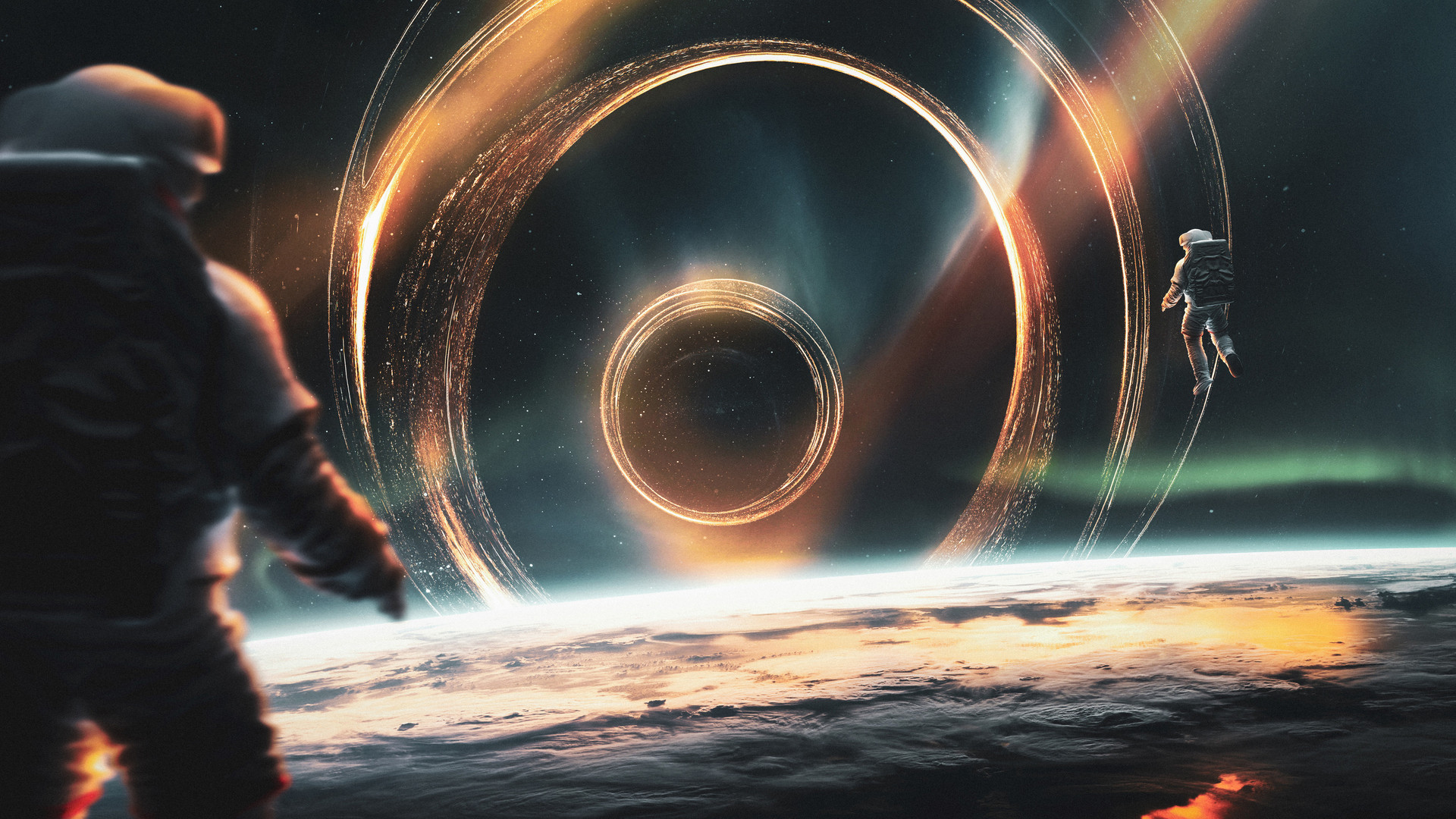 宇航员 AI艺术 空间 艺术 伽利 行星 黑洞 电脑 桌面壁纸 3840×2400