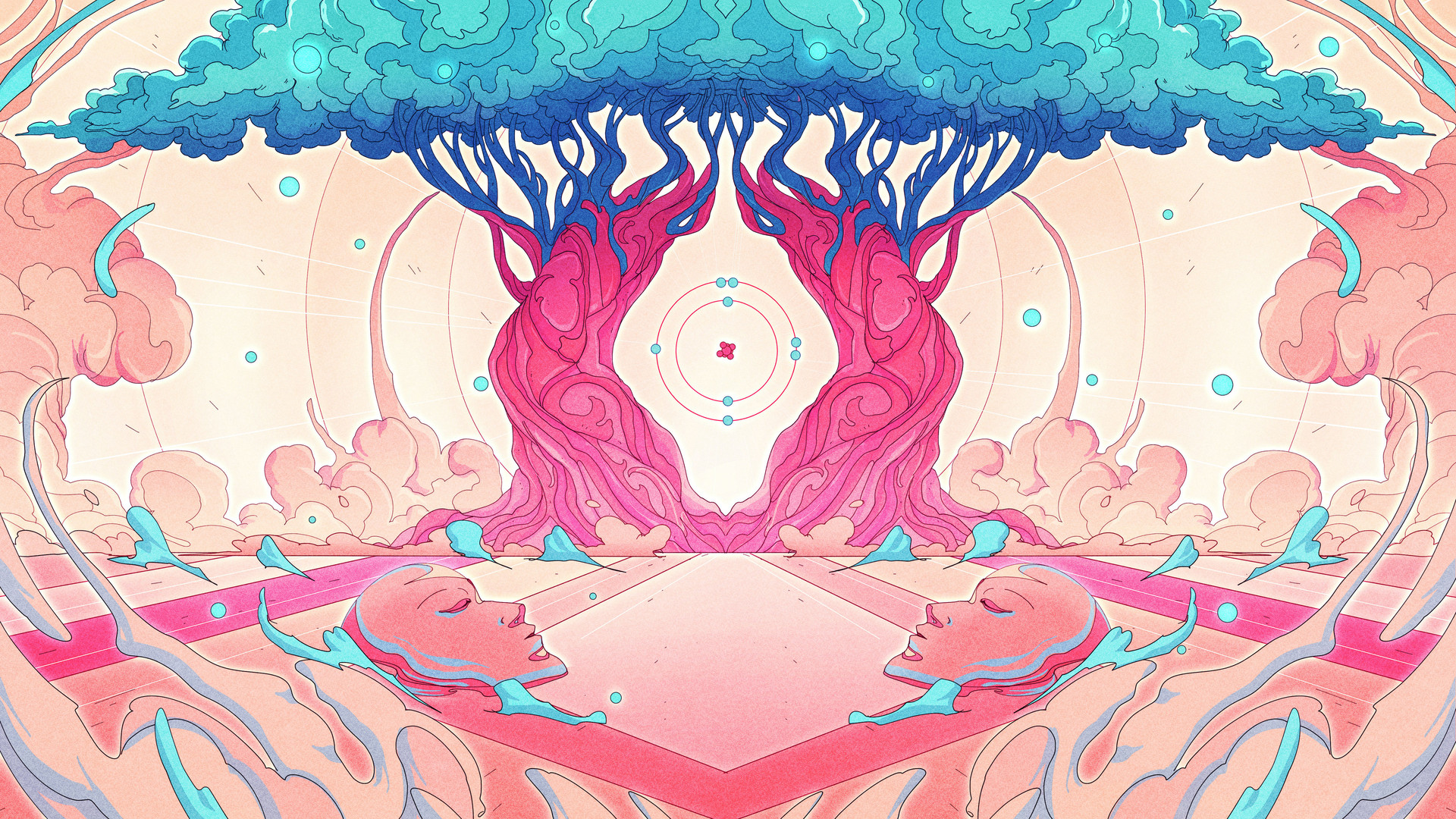 超清AI艺术 奇幻艺术 倒影 树 云 绘画 电脑 无水印壁纸 3840×2160