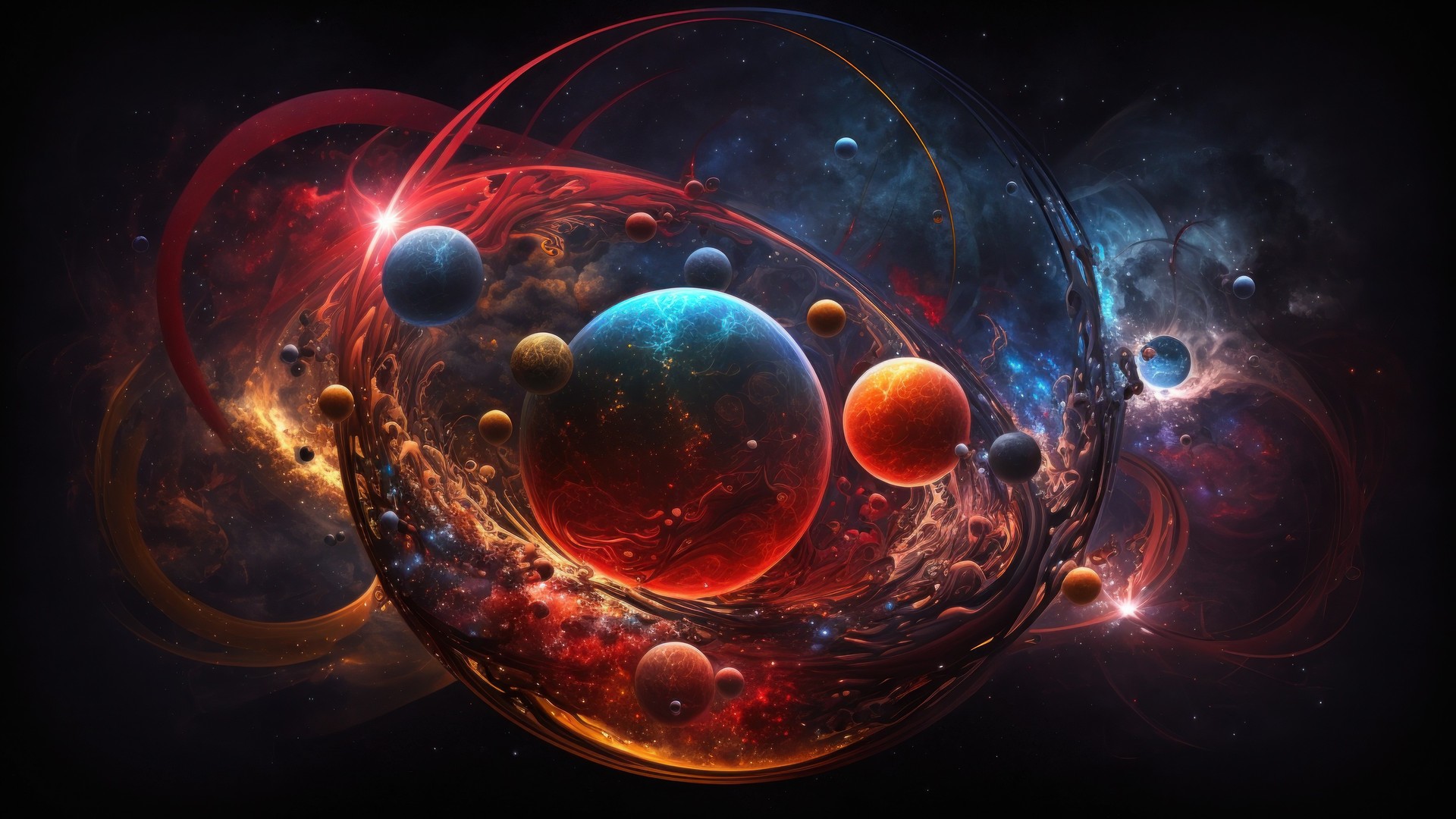 超清艺术 彩色 插图 月亮 行星 太空 星星 伽利 4K壁纸 3840×2160