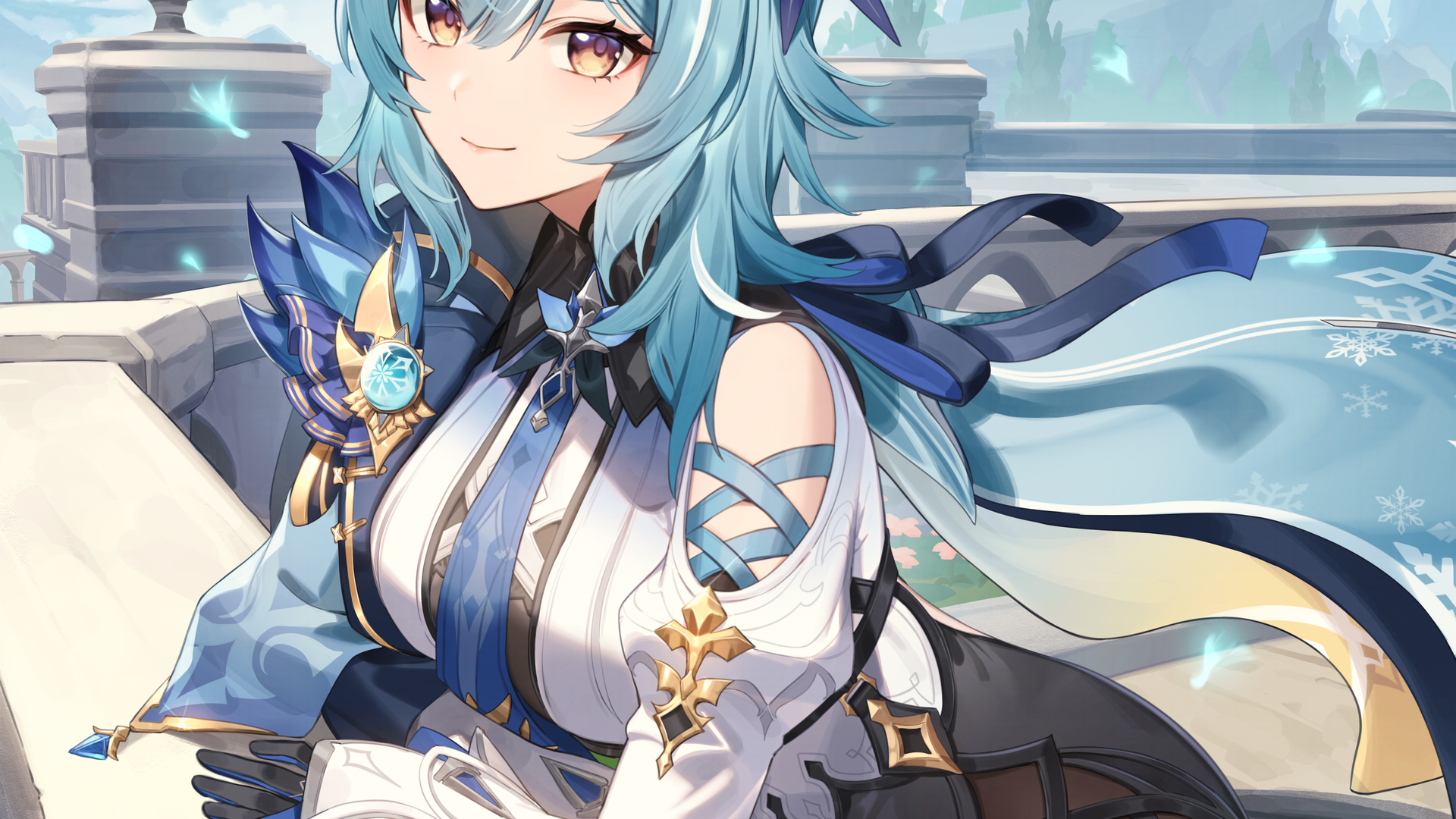 高清蓝头发 动漫 动漫女孩 尤拉 原神 黄眼睛 壁纸 3840×2160