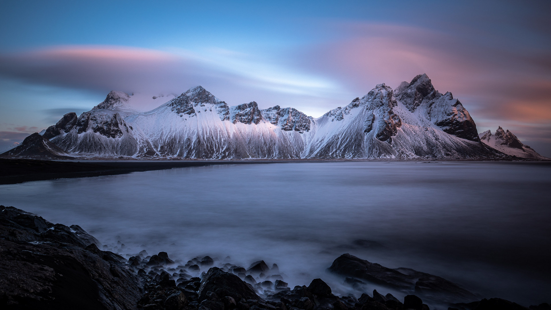 冰岛 维斯特拉宏峰 自然 风景 海洋 薄雾 4K高清壁纸 3840×2160