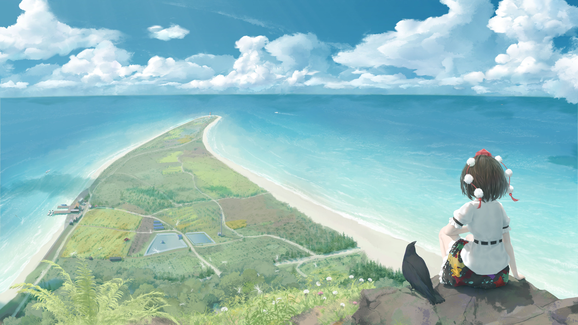 土豆 小丸阿雅 动漫女孩 风景 户外 地平线 大海 自然 高清壁纸 3840×2160