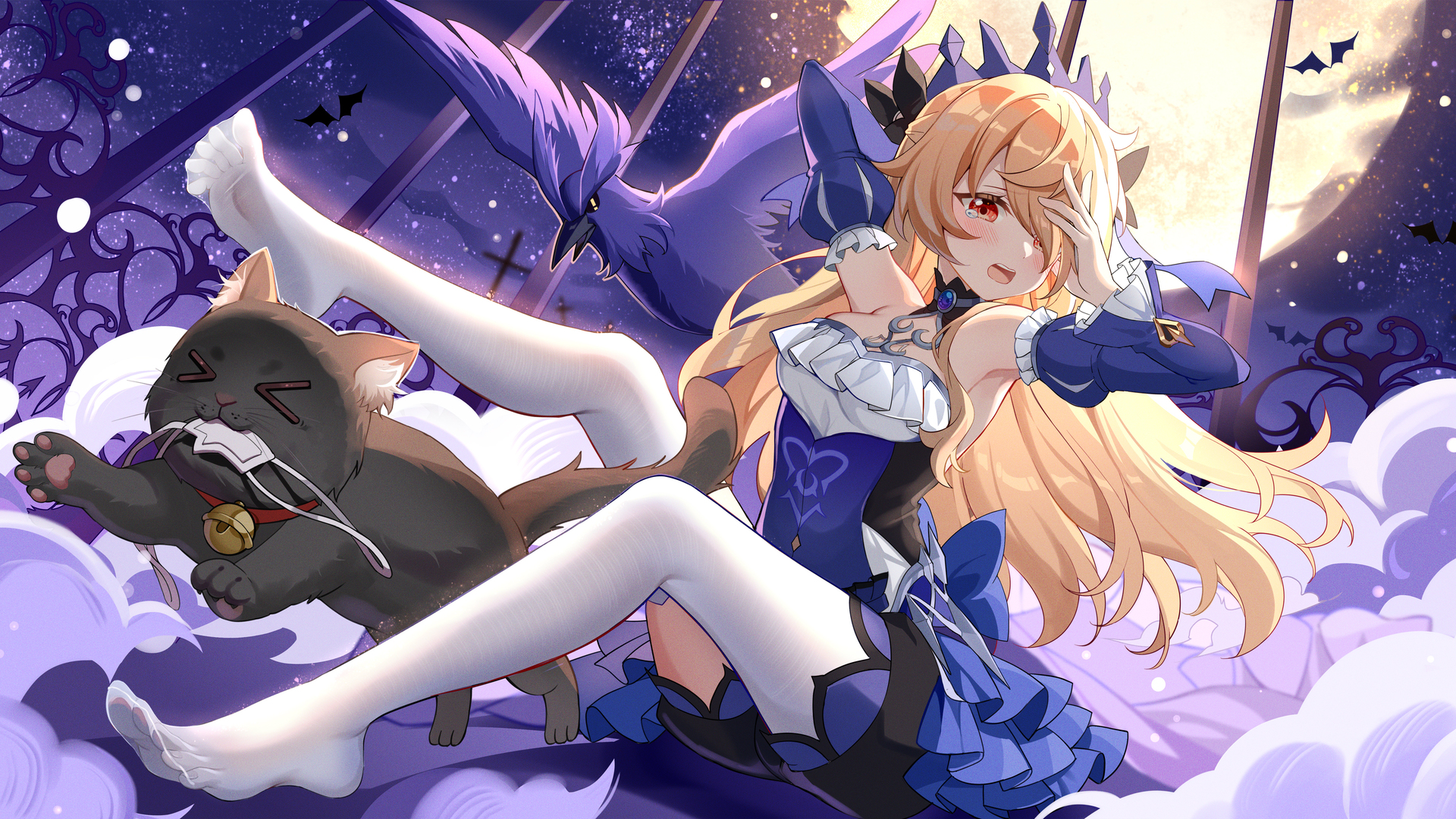 超清动漫 动漫女孩 菲舍尔 原神 白色丝袜 桌面壁纸 3840×2160