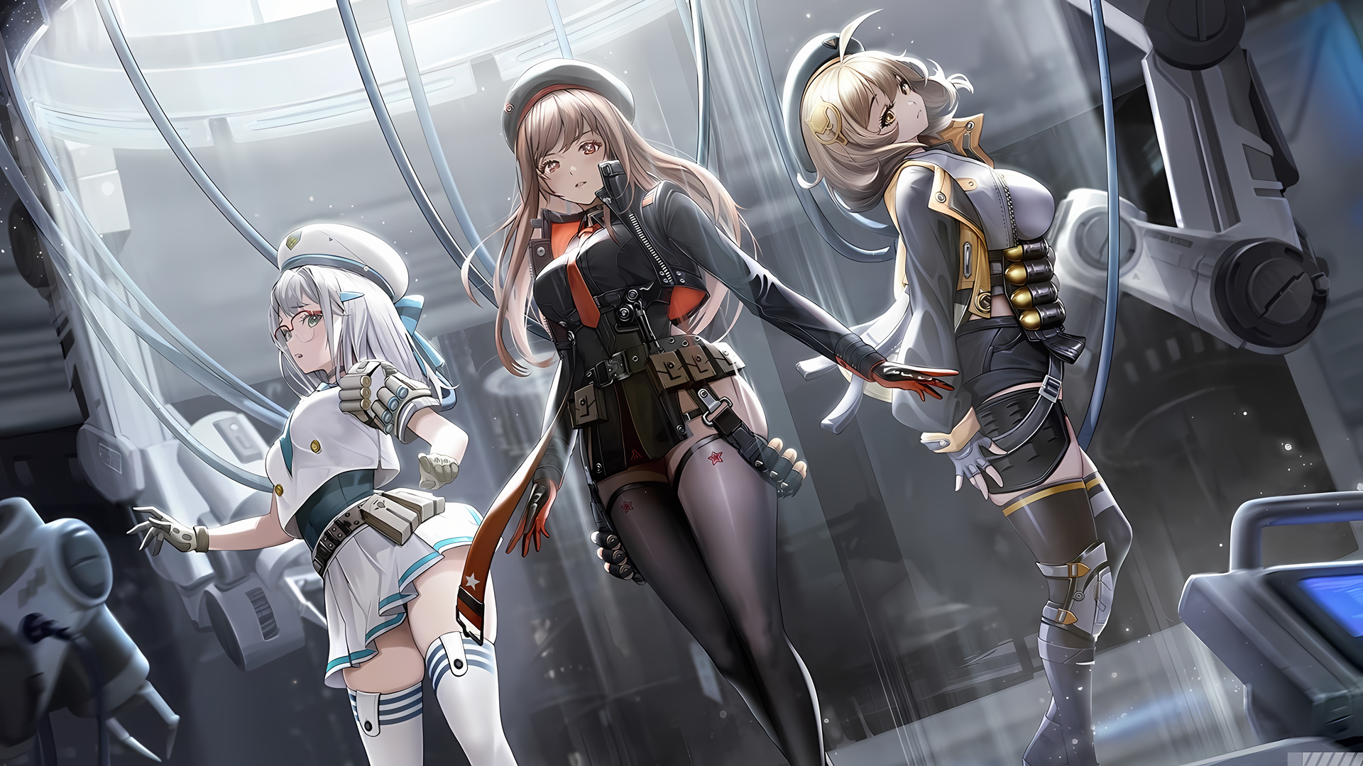 女性三人组 胜利女神 阿尼斯 拉皮 动漫女孩 壁纸 3840×2160