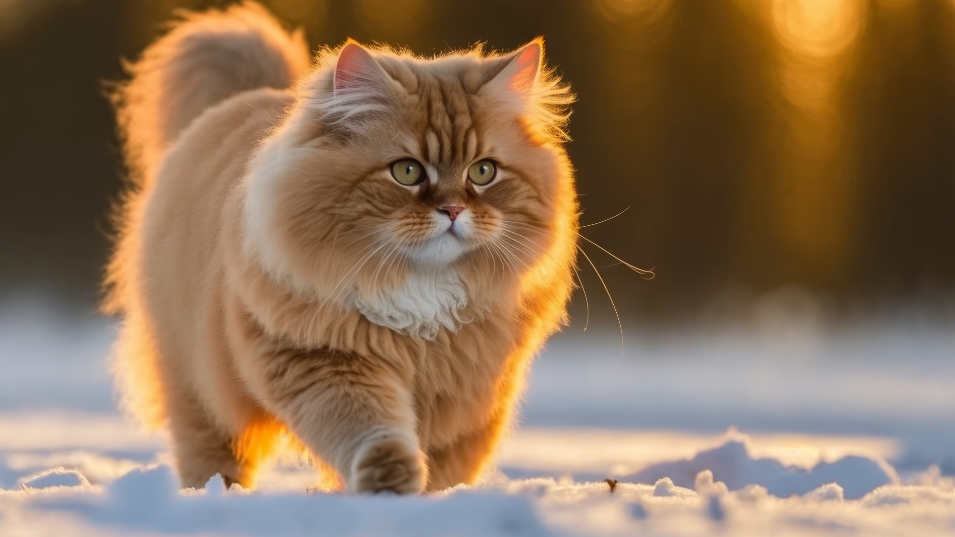 唯美艺术 宠物 动物 猫 雪 冬天 虚幻 桌面壁纸 4579×2616