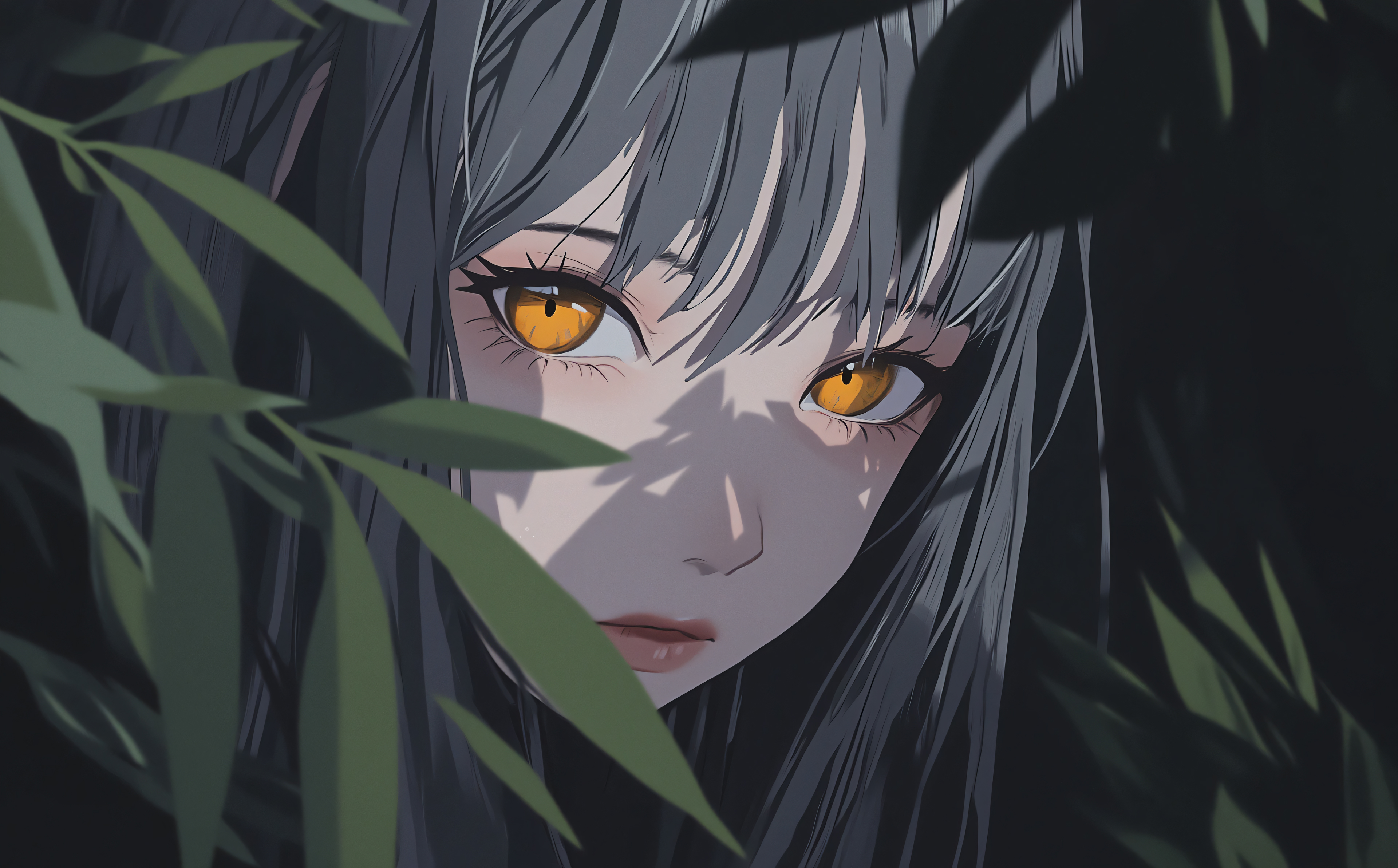 精选叶子 女孩 冷淡 动漫 壁纸 3840×2384