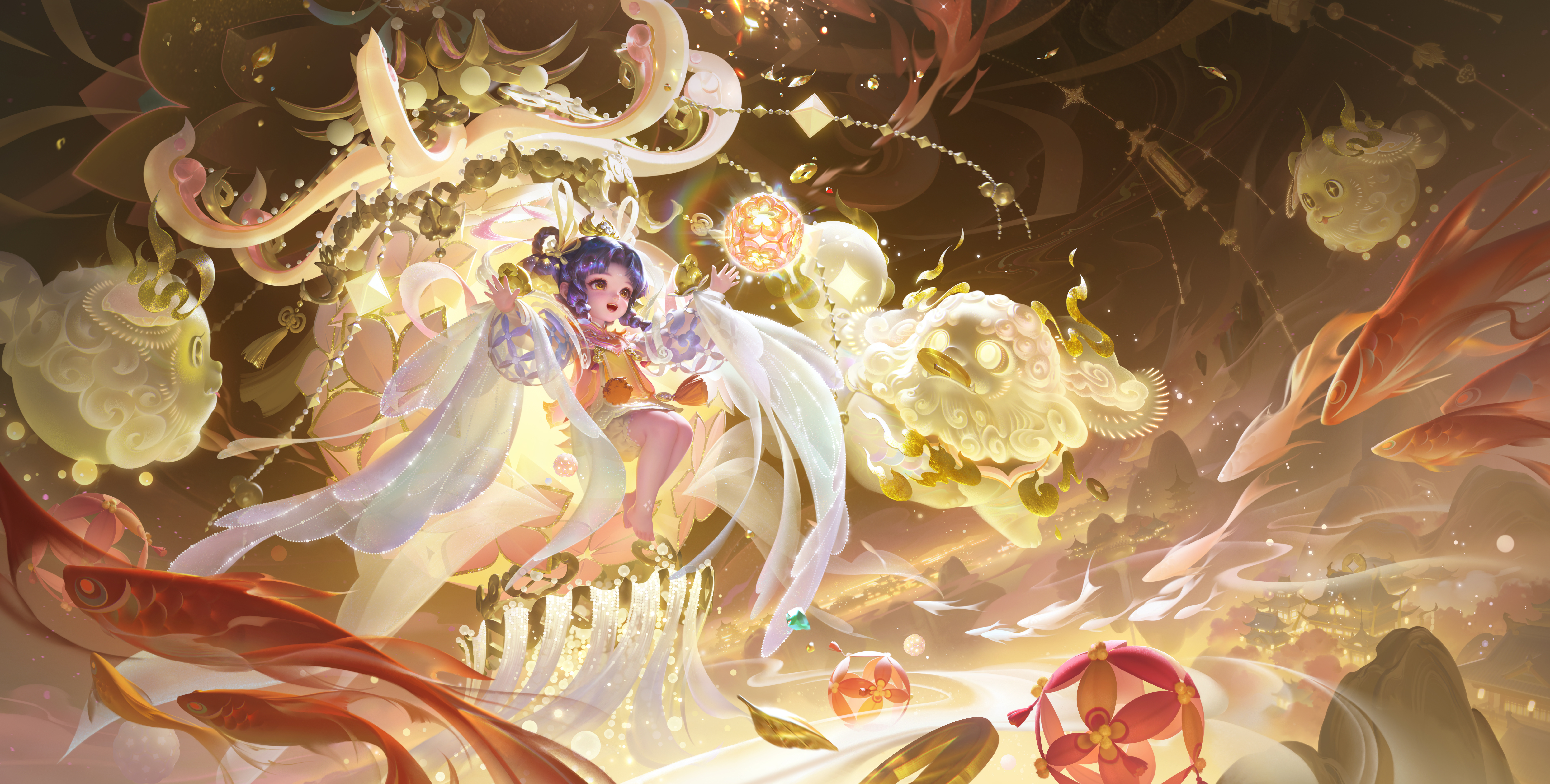 高清蔡文姬 蛇 年 福禄 王者荣耀 8K 无水印壁纸 8078×4089