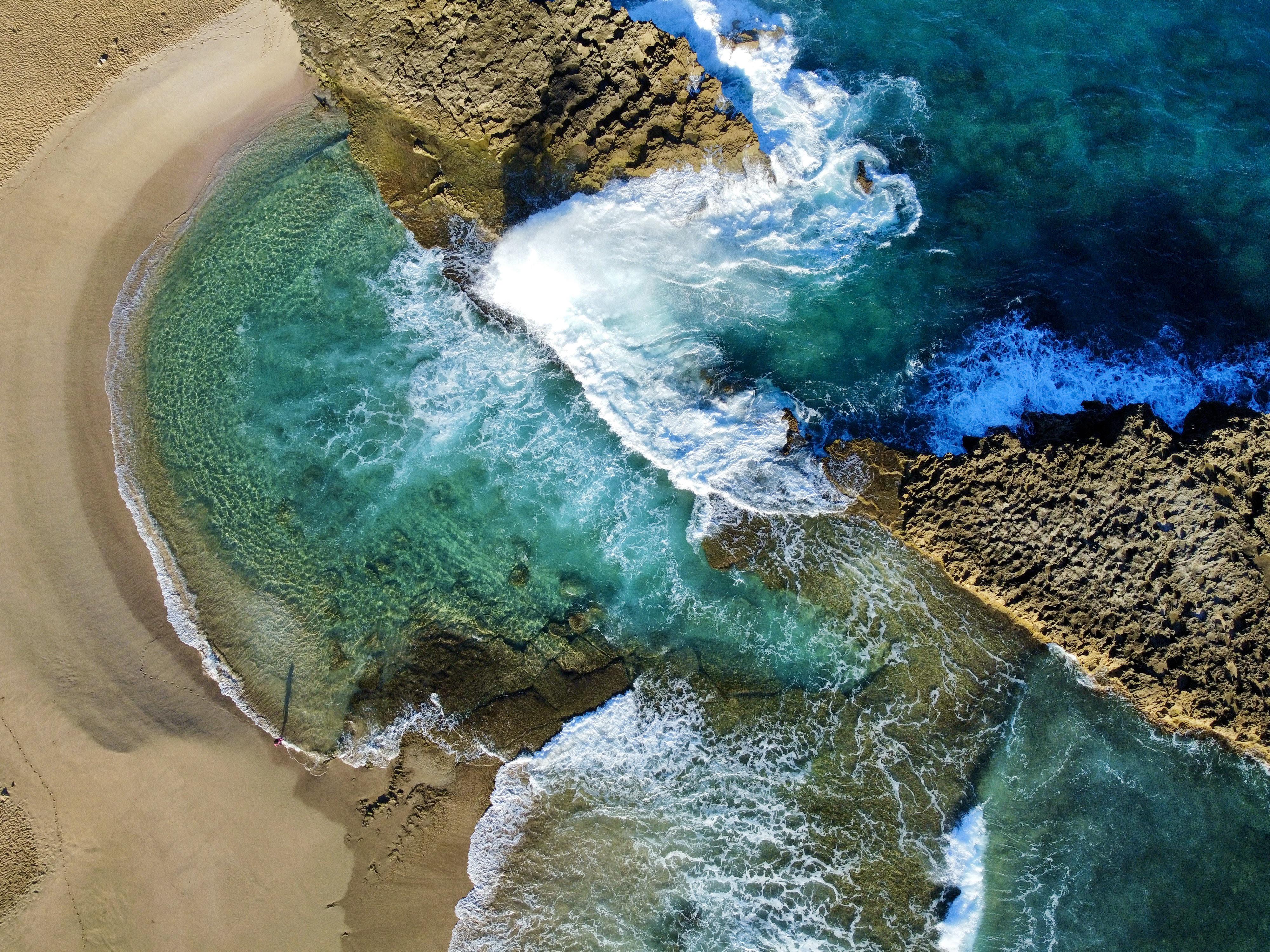 海滩 海 沙子 水 波浪 海泡沫 4K壁纸 4000×3000
