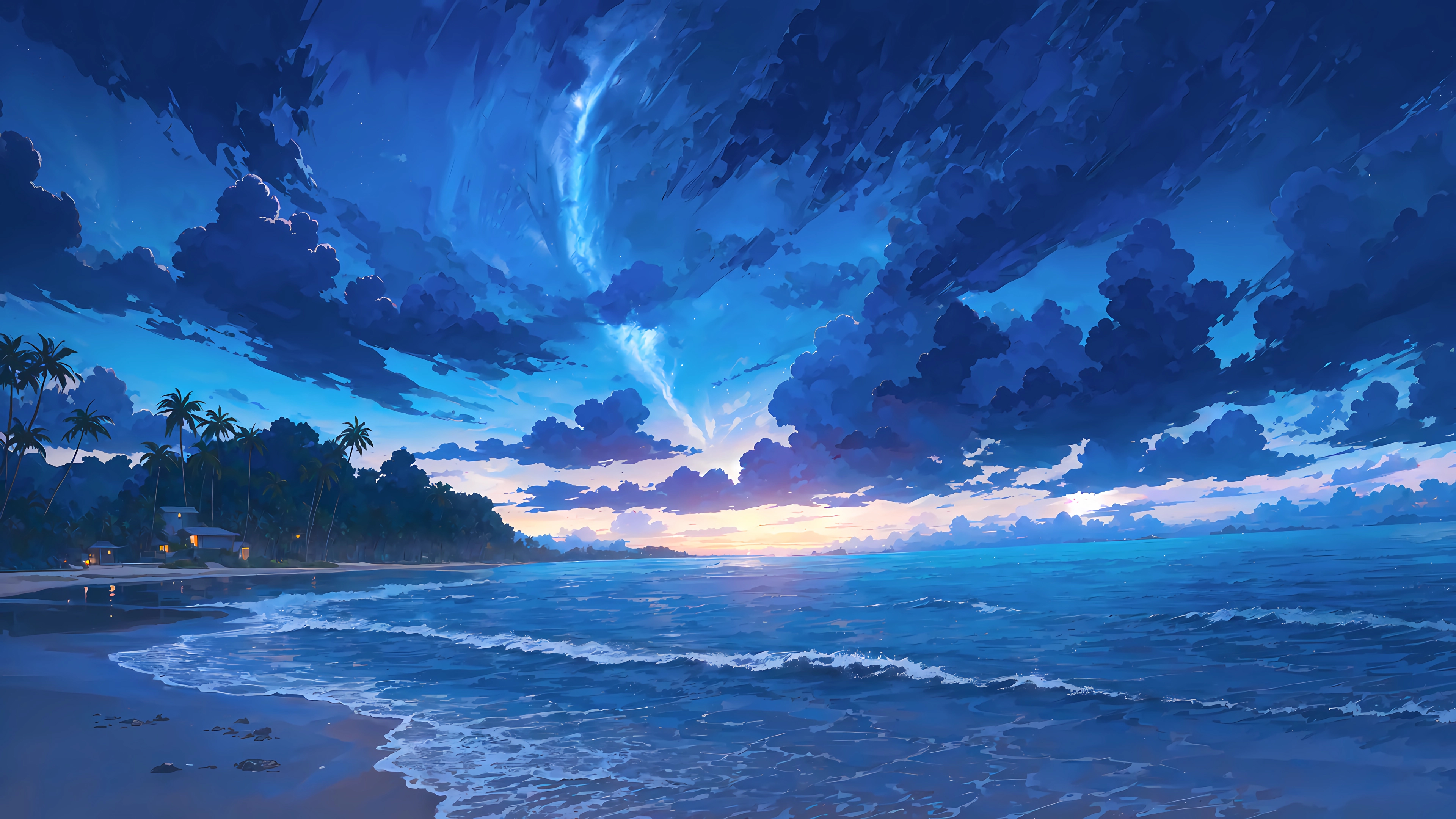 绝美余霞 海边 风景银河 星海 壁纸 3840×2160