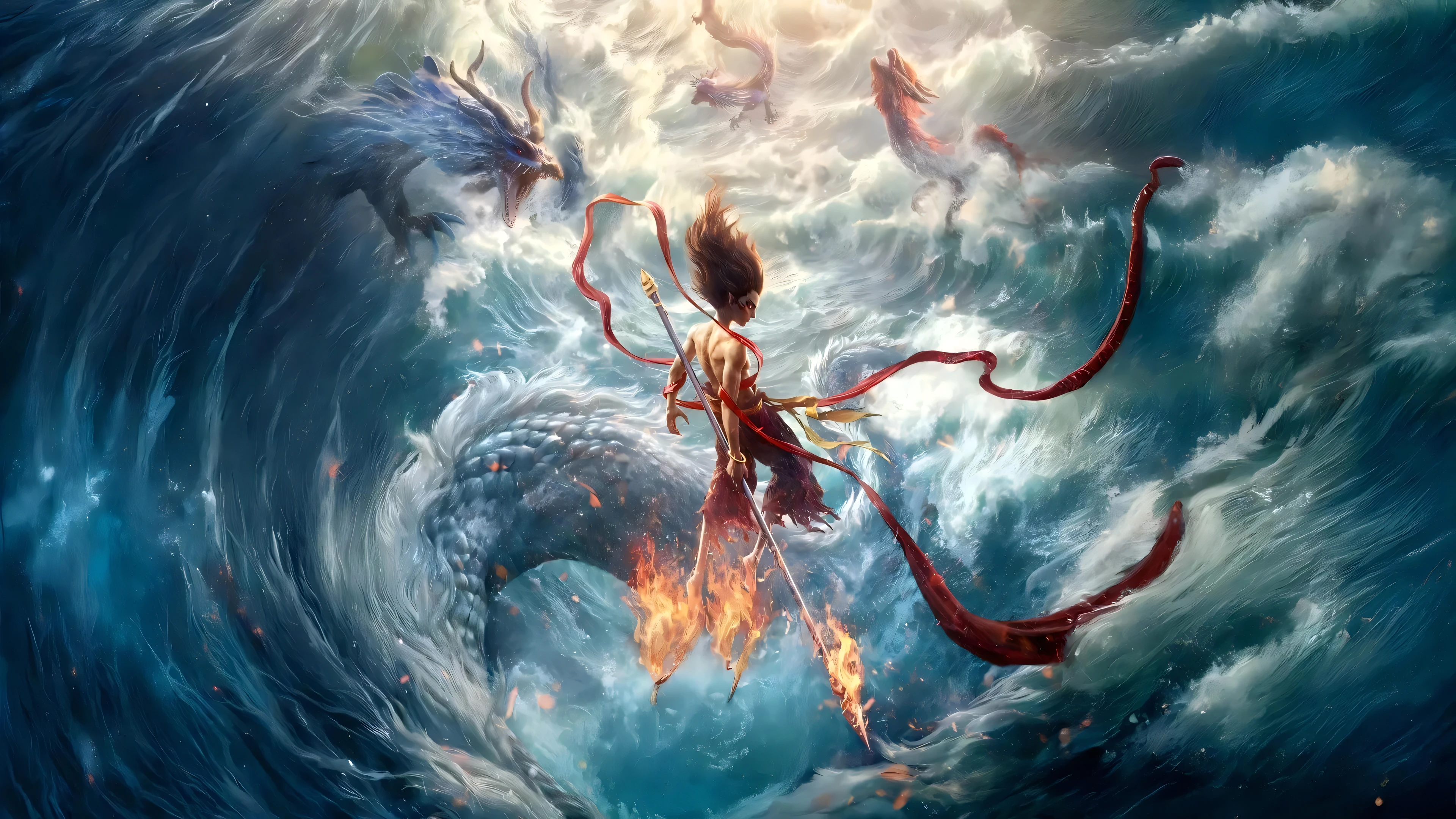 热门哪吒 魔童闹海 龙王 4k高清 电脑 桌面 高清壁纸 3840×2160