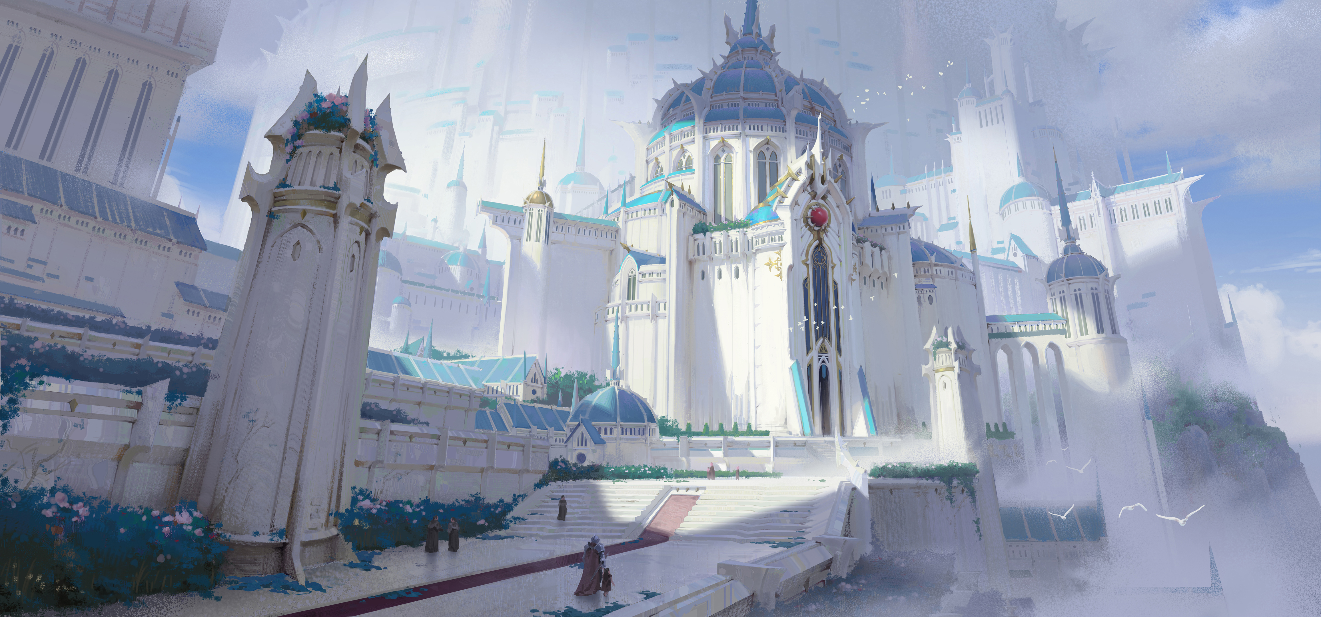 天空之城 绘画 风景 高清 壁纸 4625×2160