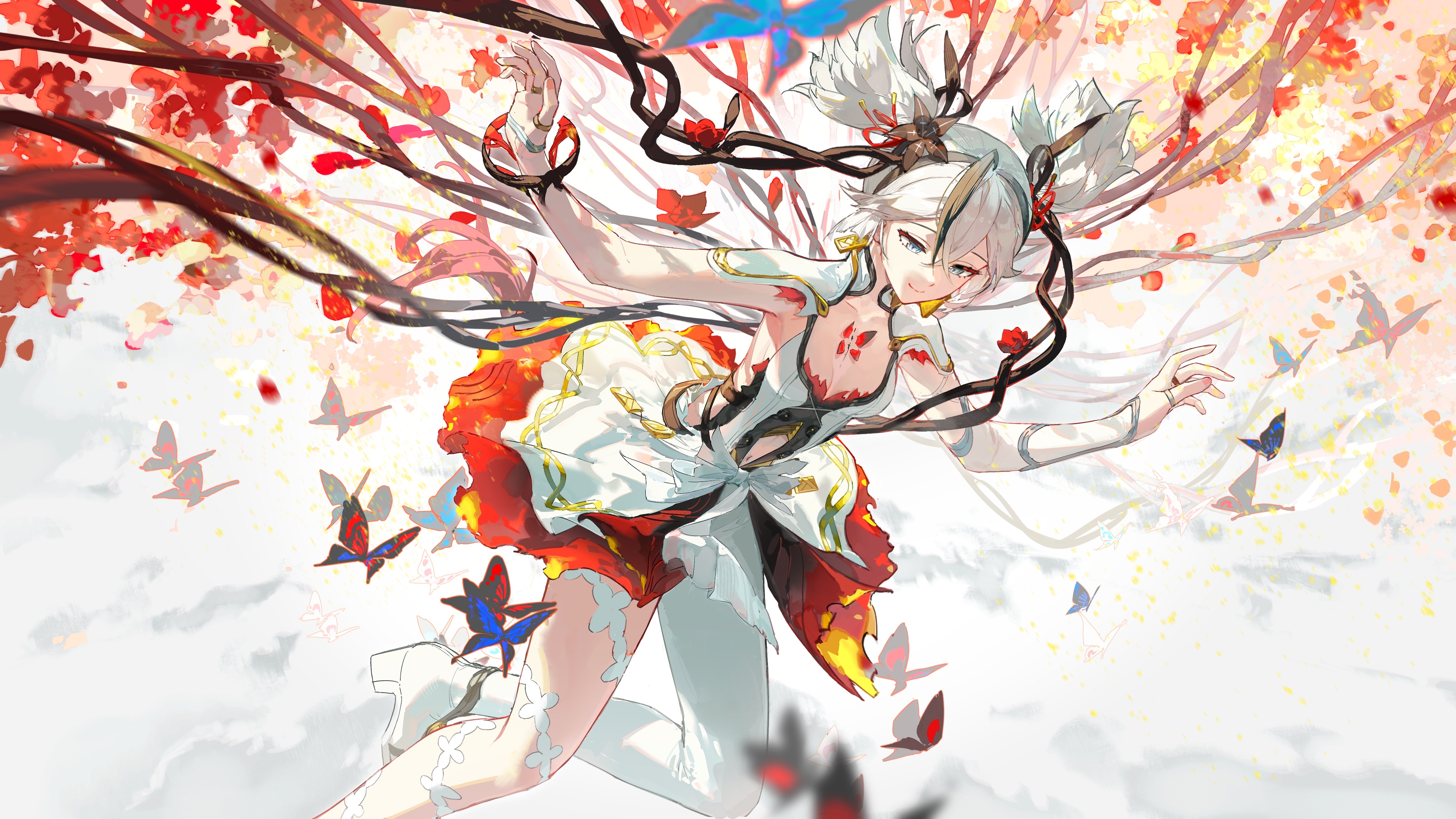 卡梅莉亚 呼啸 动漫 女孩 枫树 枫叶 手机壁纸 4800×2700