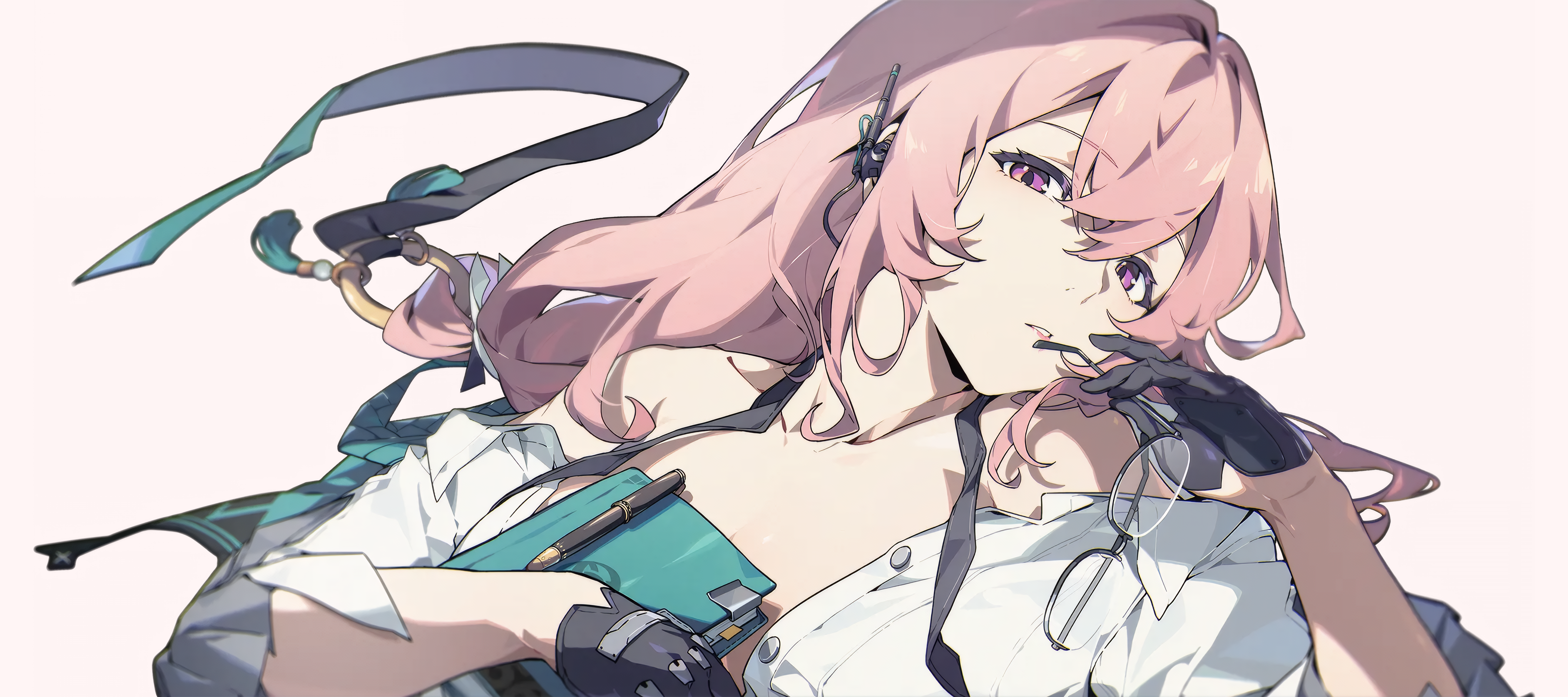 粉色头发 柳木 Zenless Zone Zero 柳木月四郎 动漫 女孩 眼镜 4K高清壁纸 4859×2160