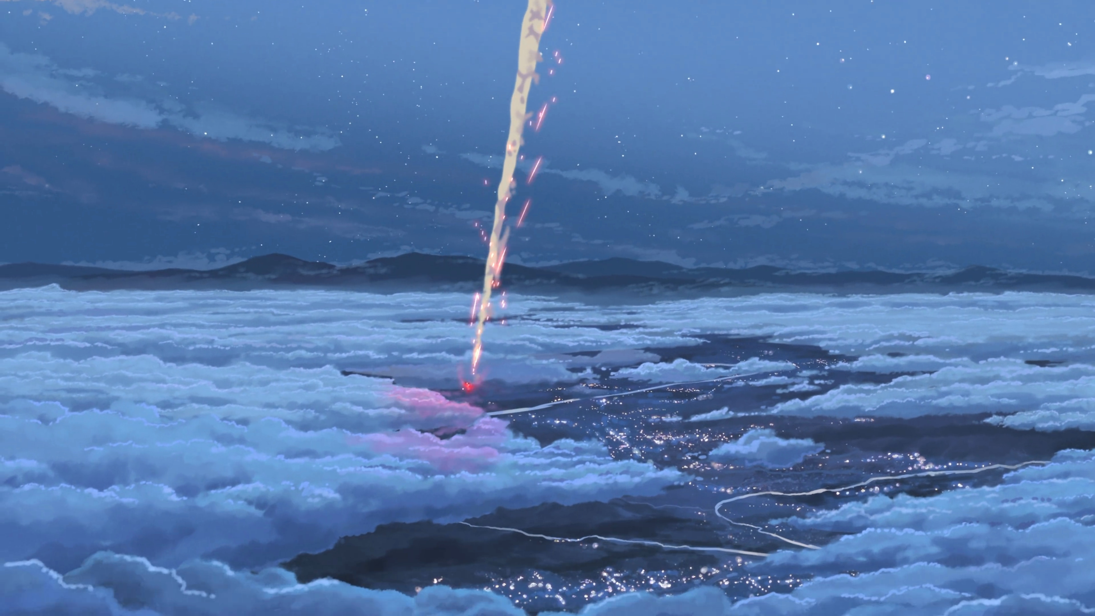 高清动漫 你的名字 陨石 流星 天空 爱情 浪漫 壁纸 3840×2160