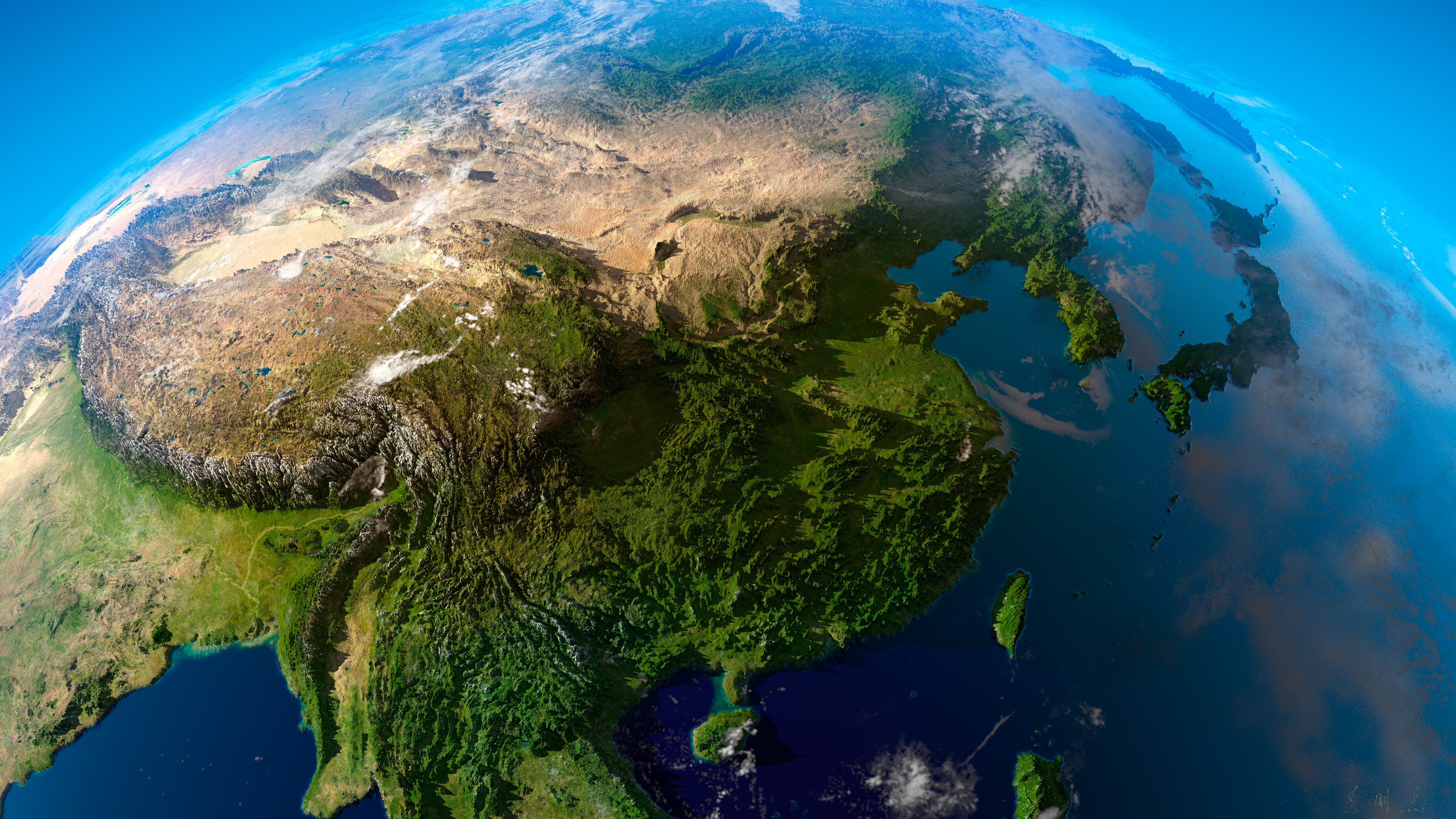 唯美地图 地球 鸟瞰 地形 AI艺术 4K壁纸 3840×2160