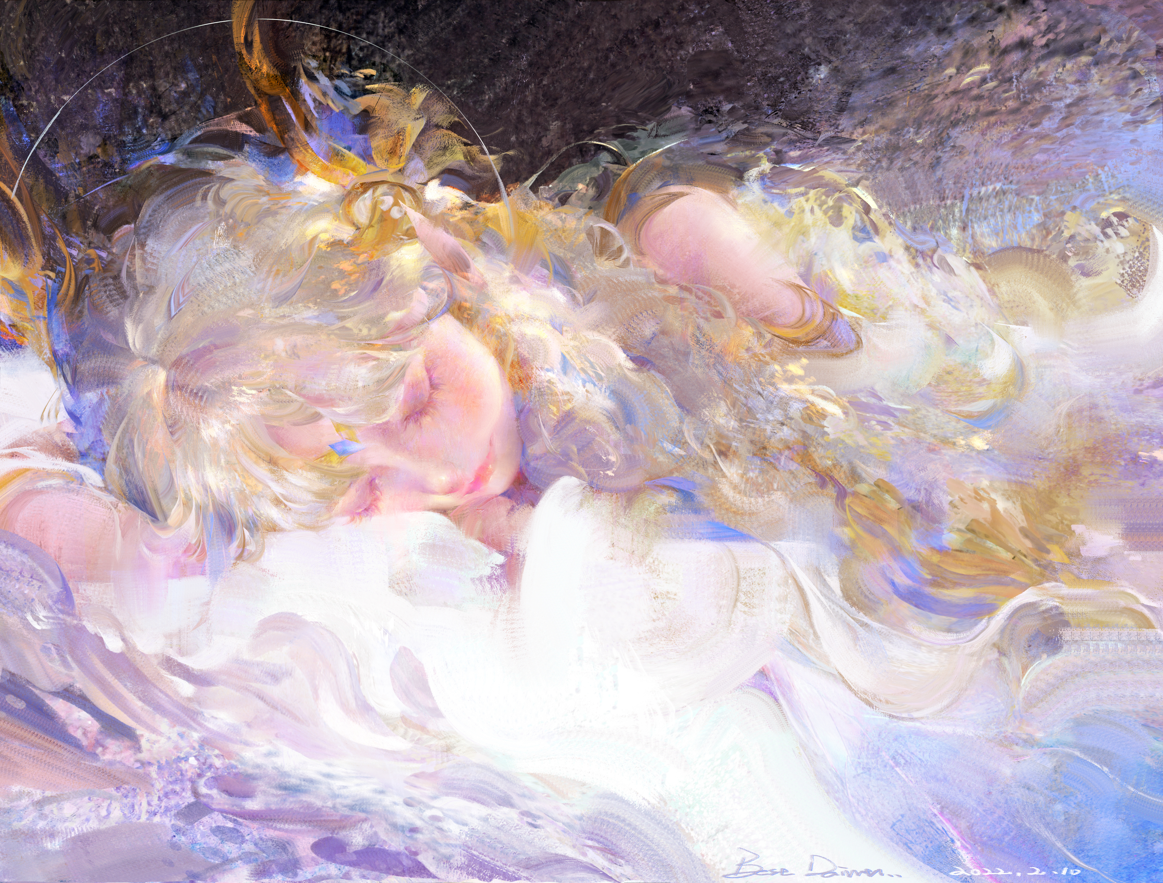 超清闭眼 动漫 女孩 睡眠 AI艺术 壁纸 4618×3508