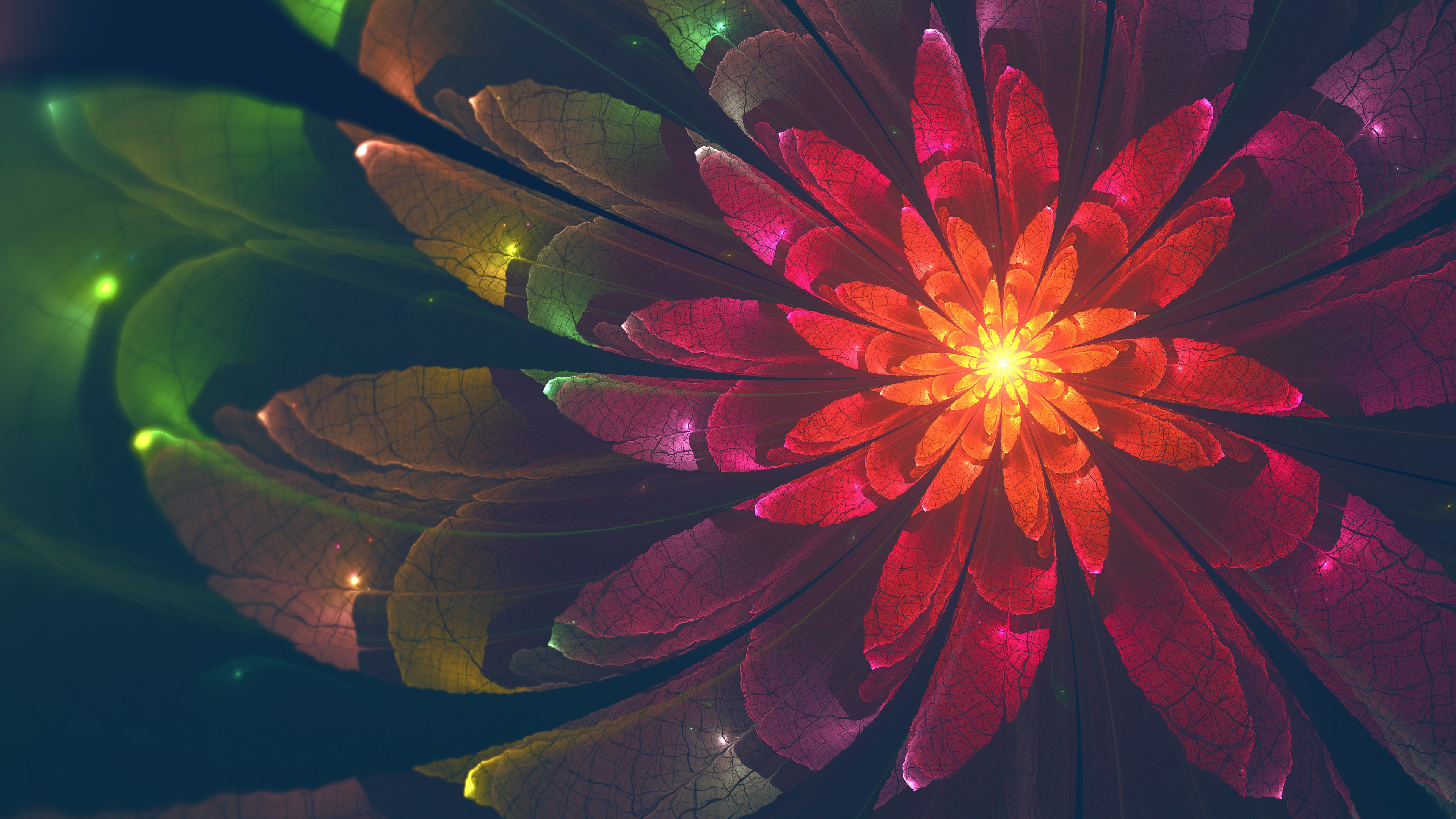 绝美分形 花 抽象 AI艺术 手机壁纸 3840×2160