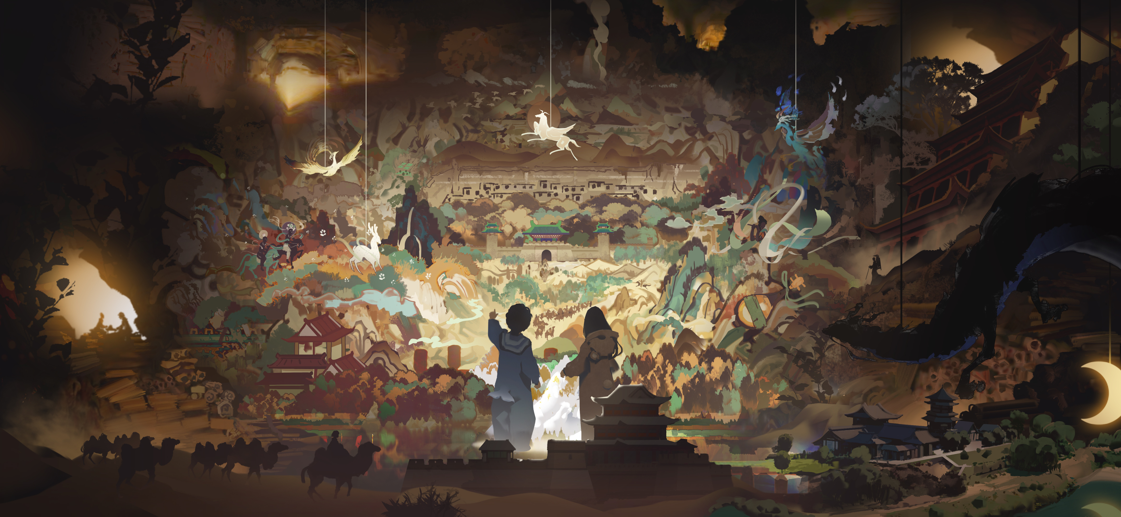 绚丽奇幻 艺术 壁画 古风 玄幻 男孩 女孩 手机壁纸 4680×2160