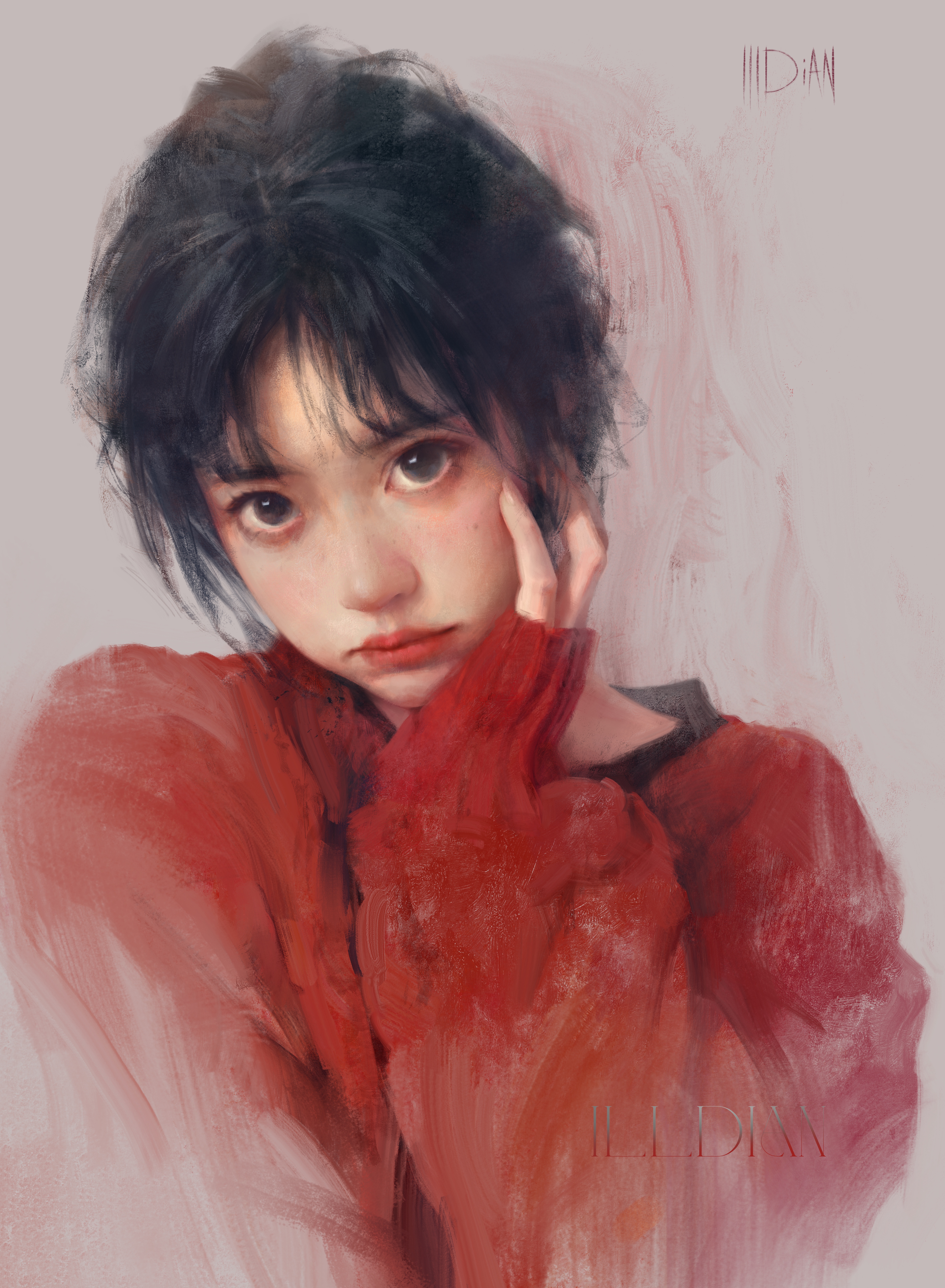 高清女性 女人 女孩 黑眼睛 嘴唇 肖像 黑发 手机 手机壁纸 4961×6761