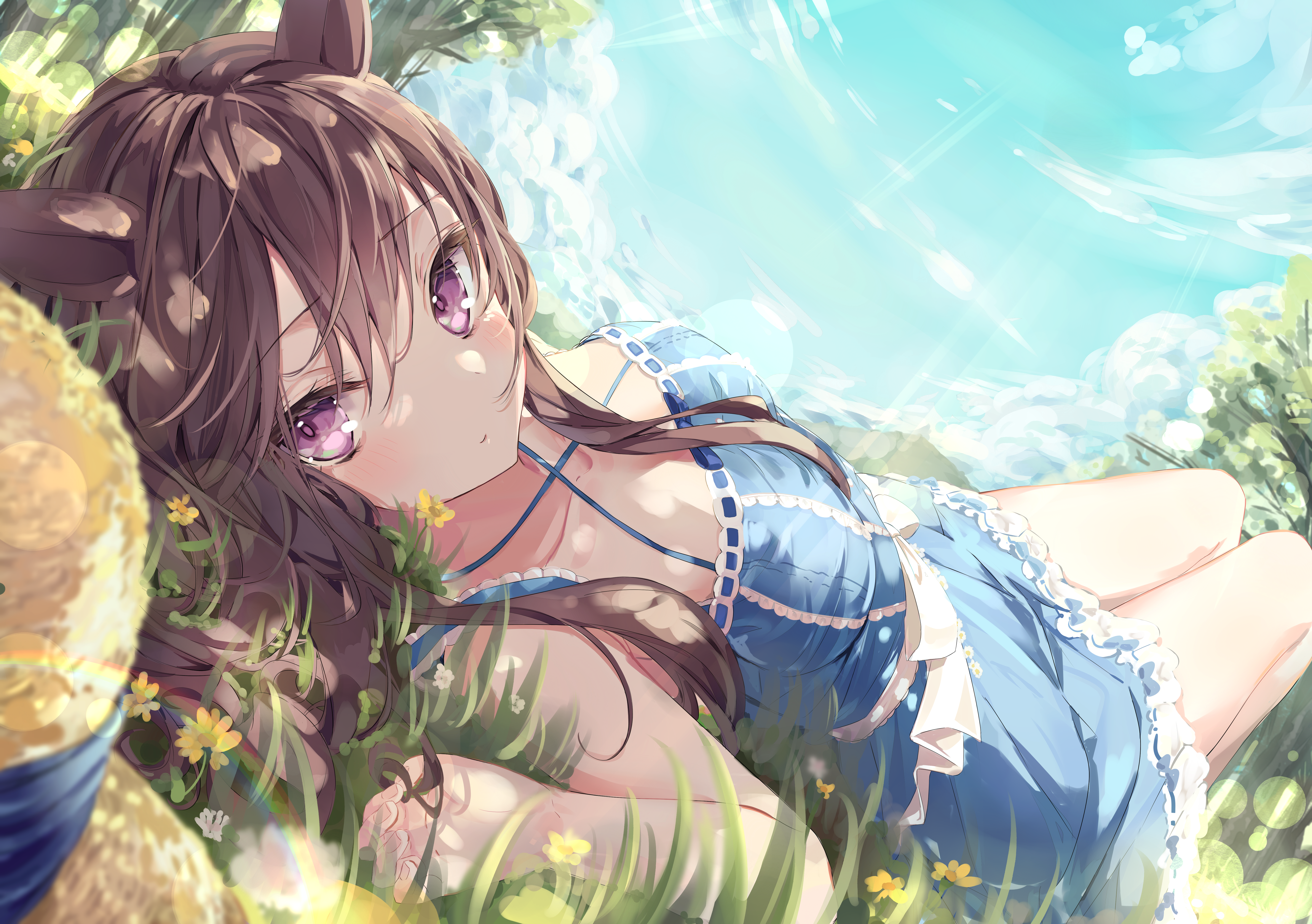 长发 深色头发 独唱 动漫 女孩 马女孩 兽耳 AI艺术 4K壁纸 6070×4275