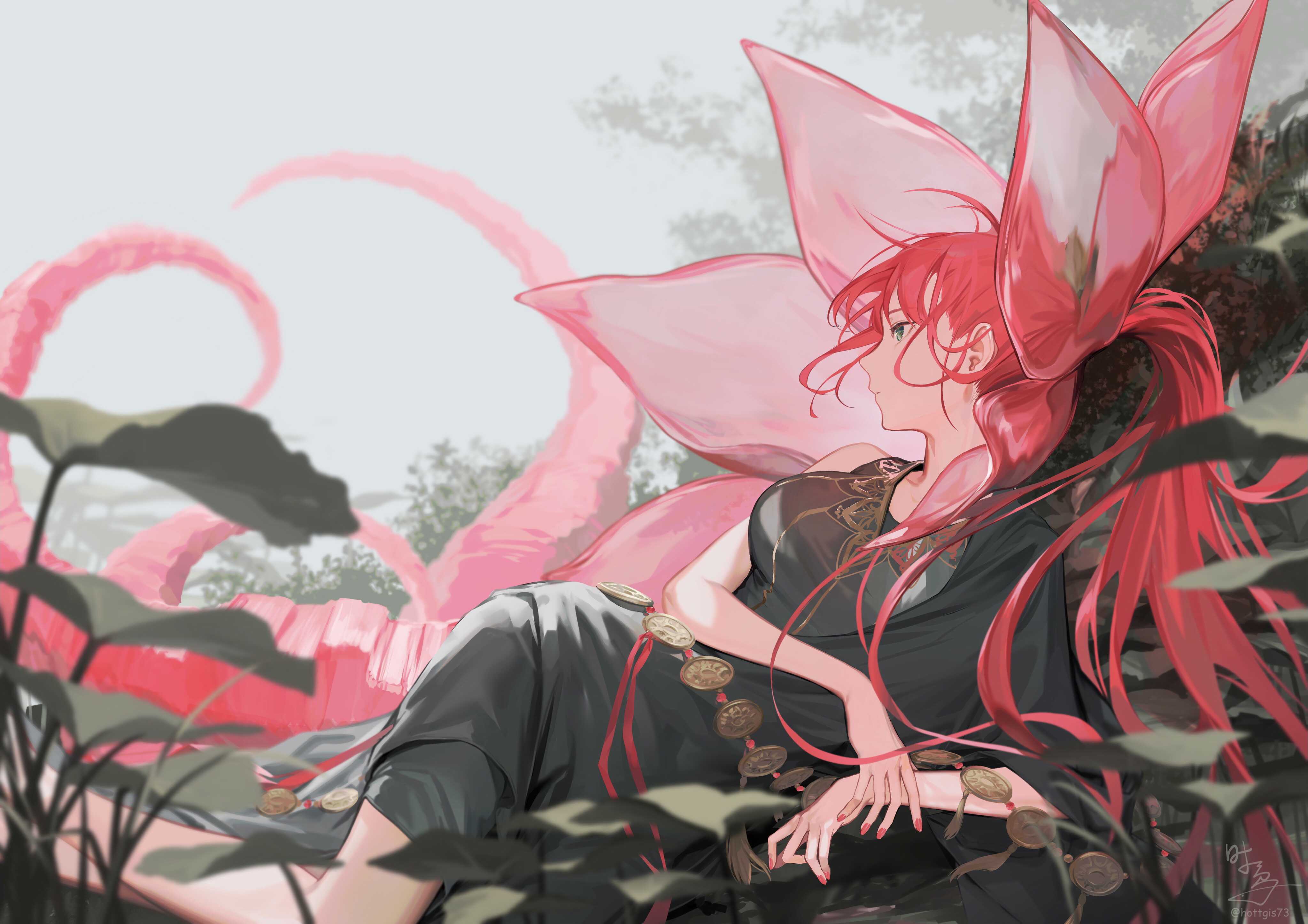 精选石鸟 红发 马尾辫 动漫 女孩 连衣裙 高清壁纸 4093×2894