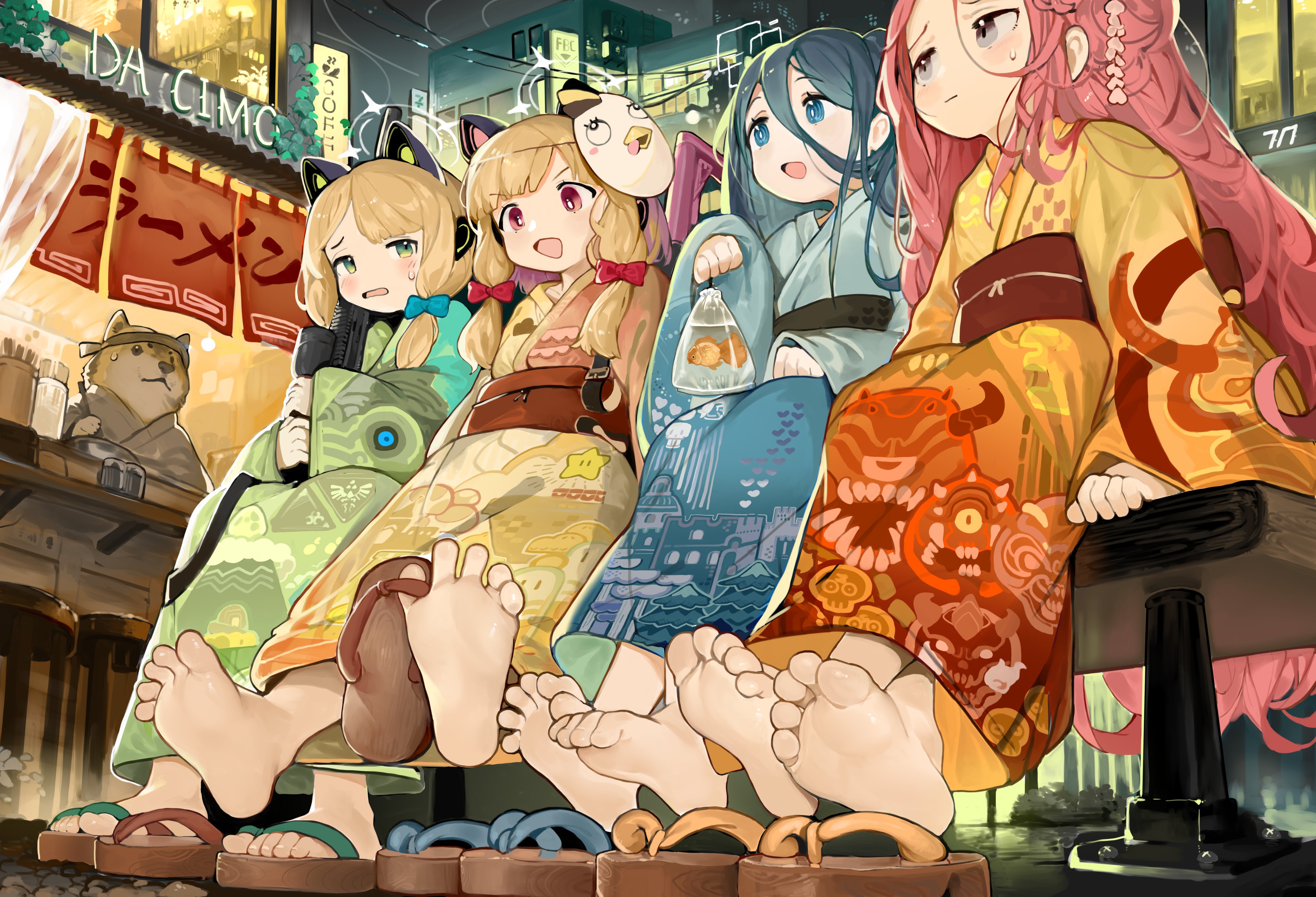 脚 动漫女孩 蓝色档案 和服 萝莉 节日 桌面壁纸 4096×2793