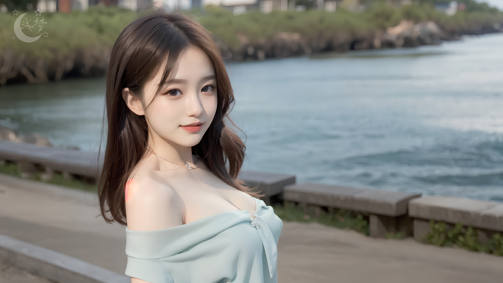 AI艺术 女孩 风景 长发 可爱 电脑 手机壁纸 3840×2160