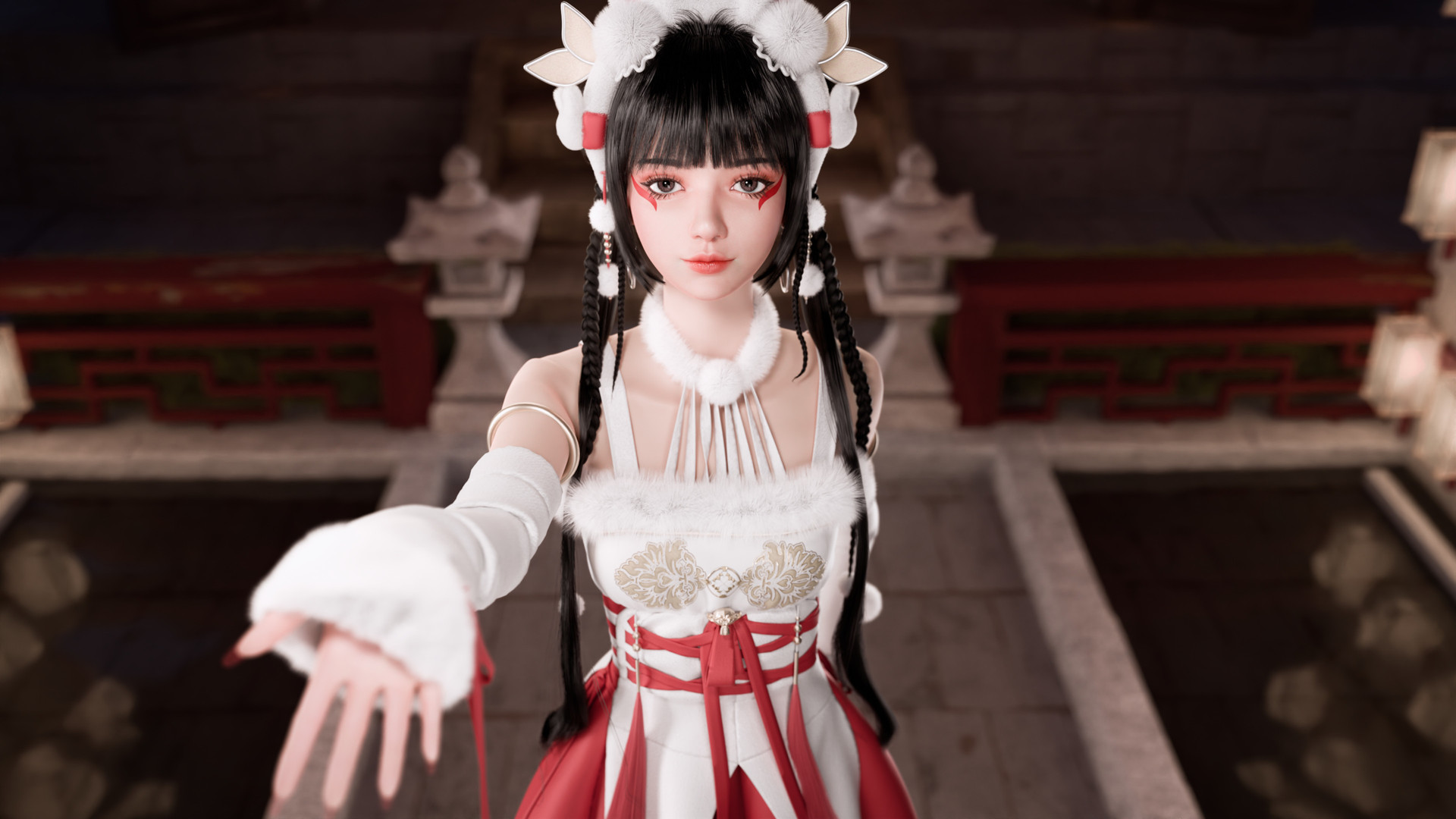 热门女孩 游戏 游戏CG 角色 头发 AI艺术 插图 伸手 电脑 高清壁纸 3840×2160