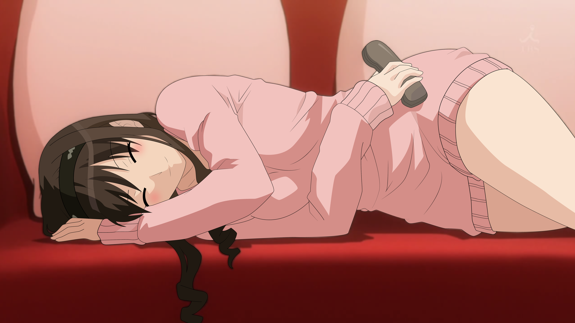 微笑 深色头发 动漫 动漫女孩 睡眠 电脑 壁纸 5000×2802