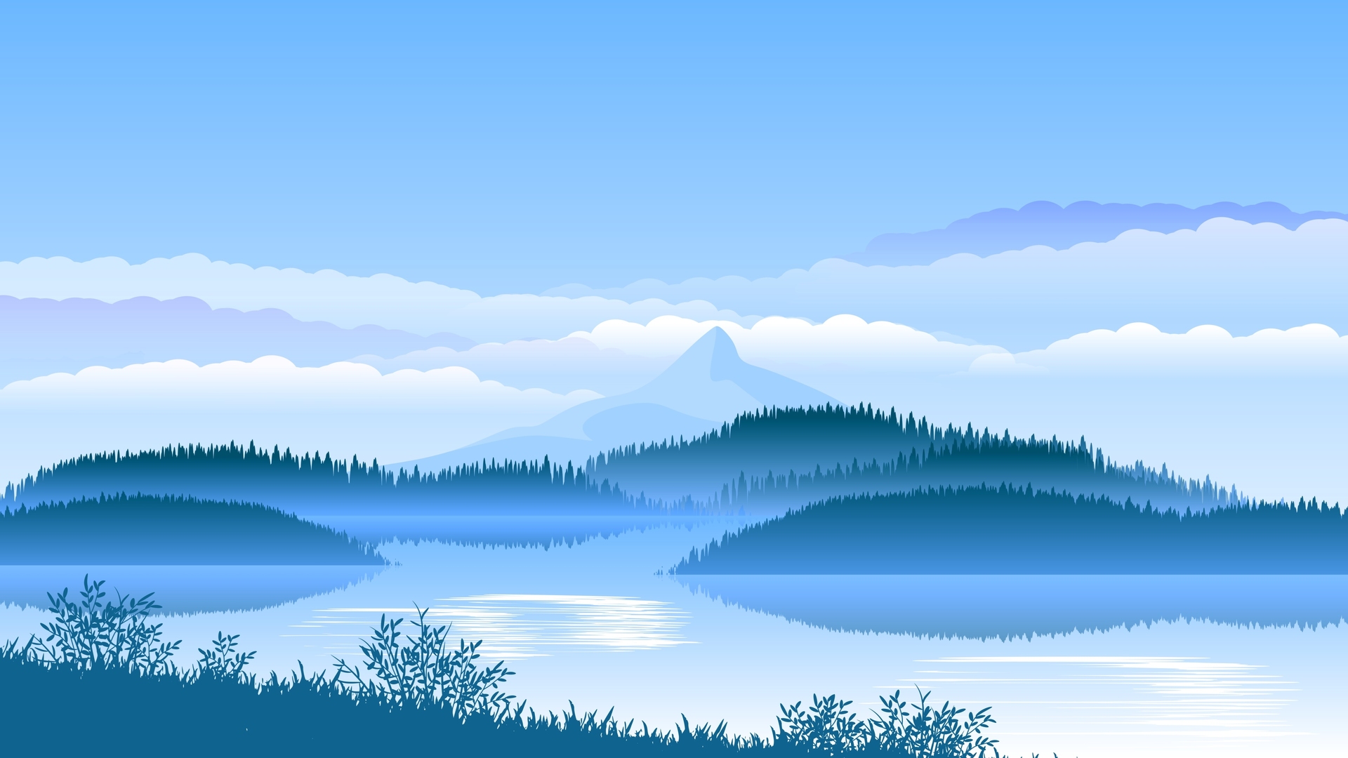 早晨 山顶 湖泊 天空 AI艺术 矢量 , 壁纸 3840×2160