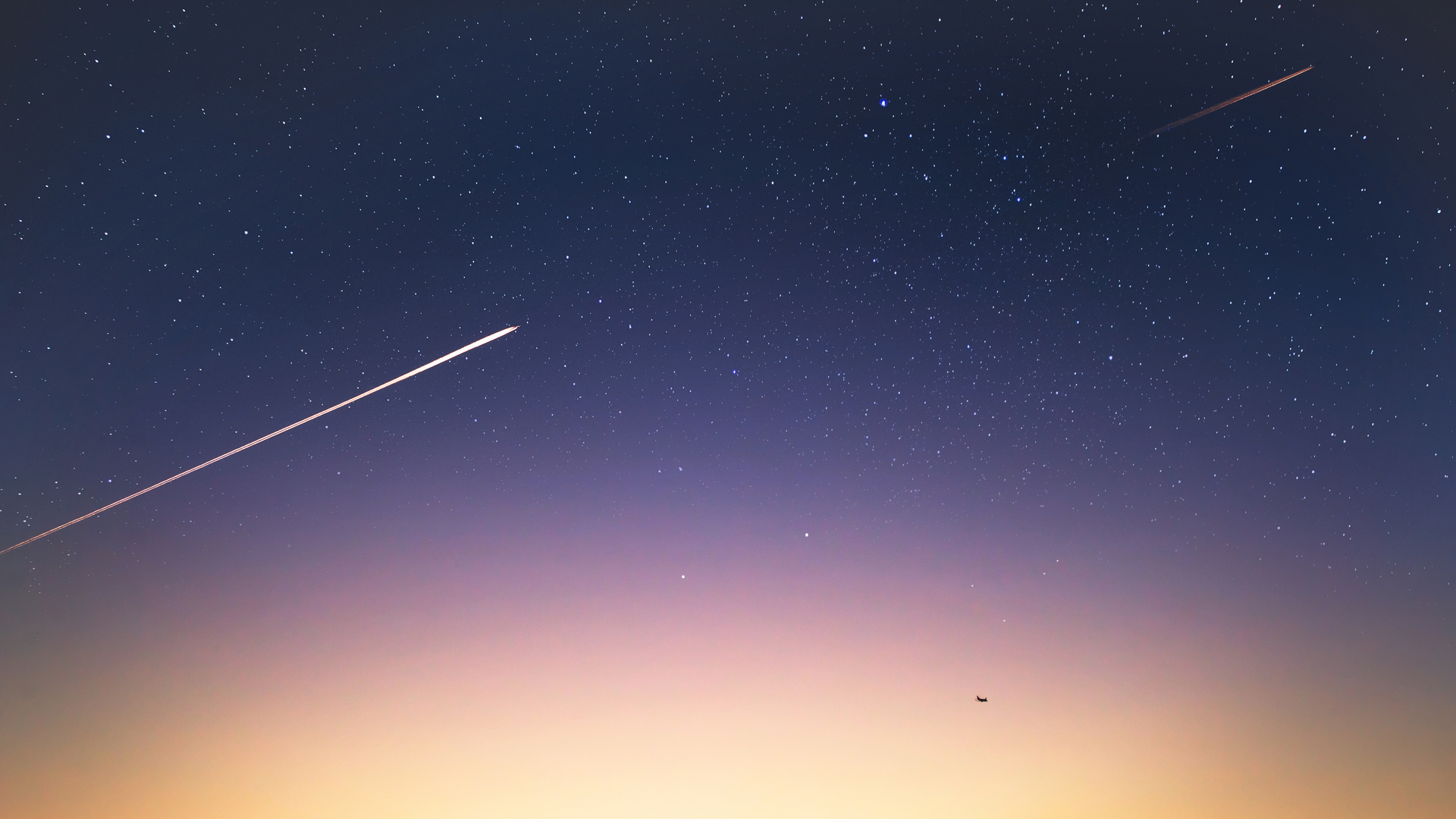 摄影 黄昏 夜晚 天空 星星 繁星之夜 太空 自然 陨石 流星 日落 轨迹 飞机 无水印壁纸 5120×2880