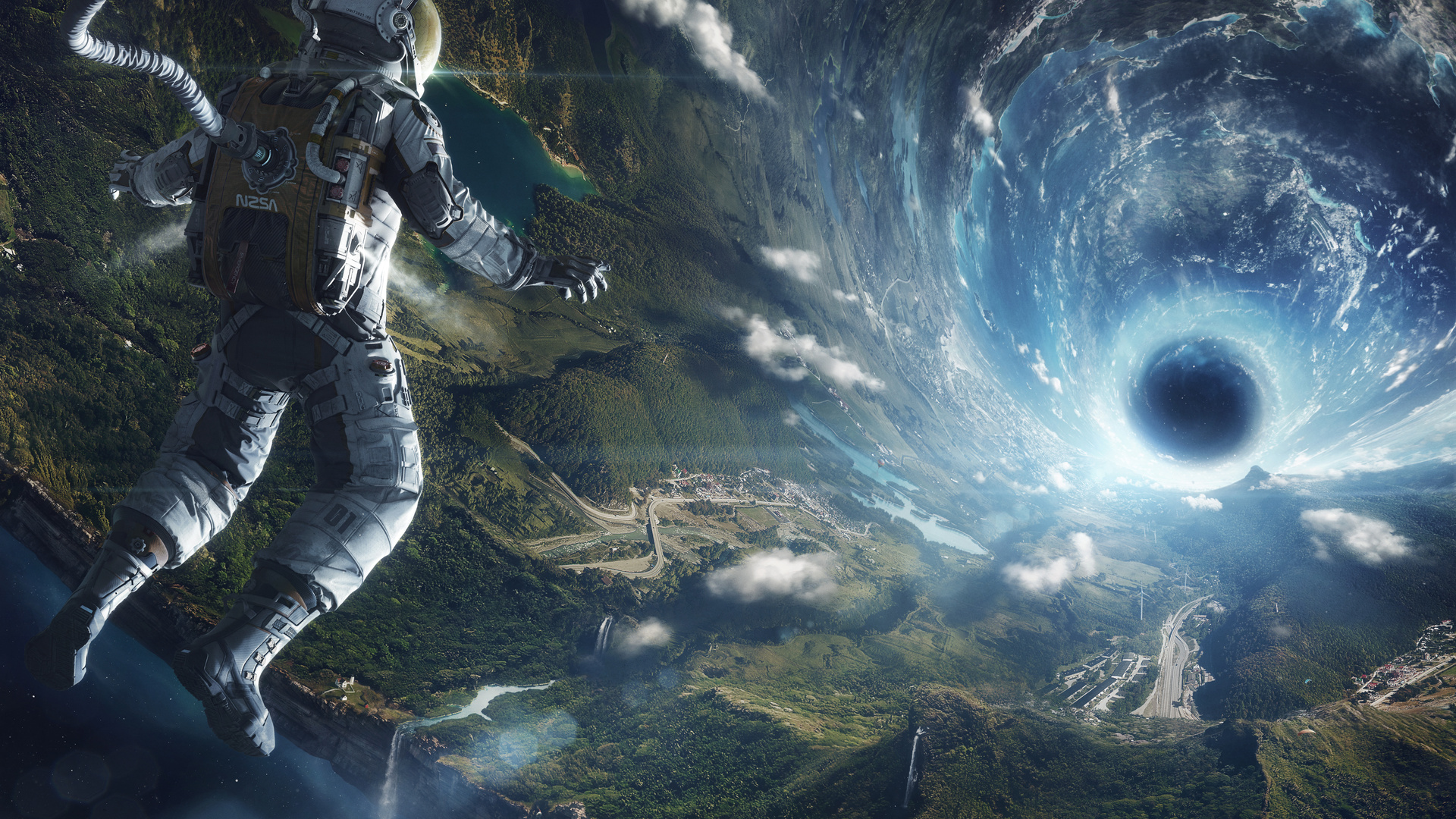 宇航员 AI艺术 概念艺术 黑洞 宇宙 壁纸 6147×4098