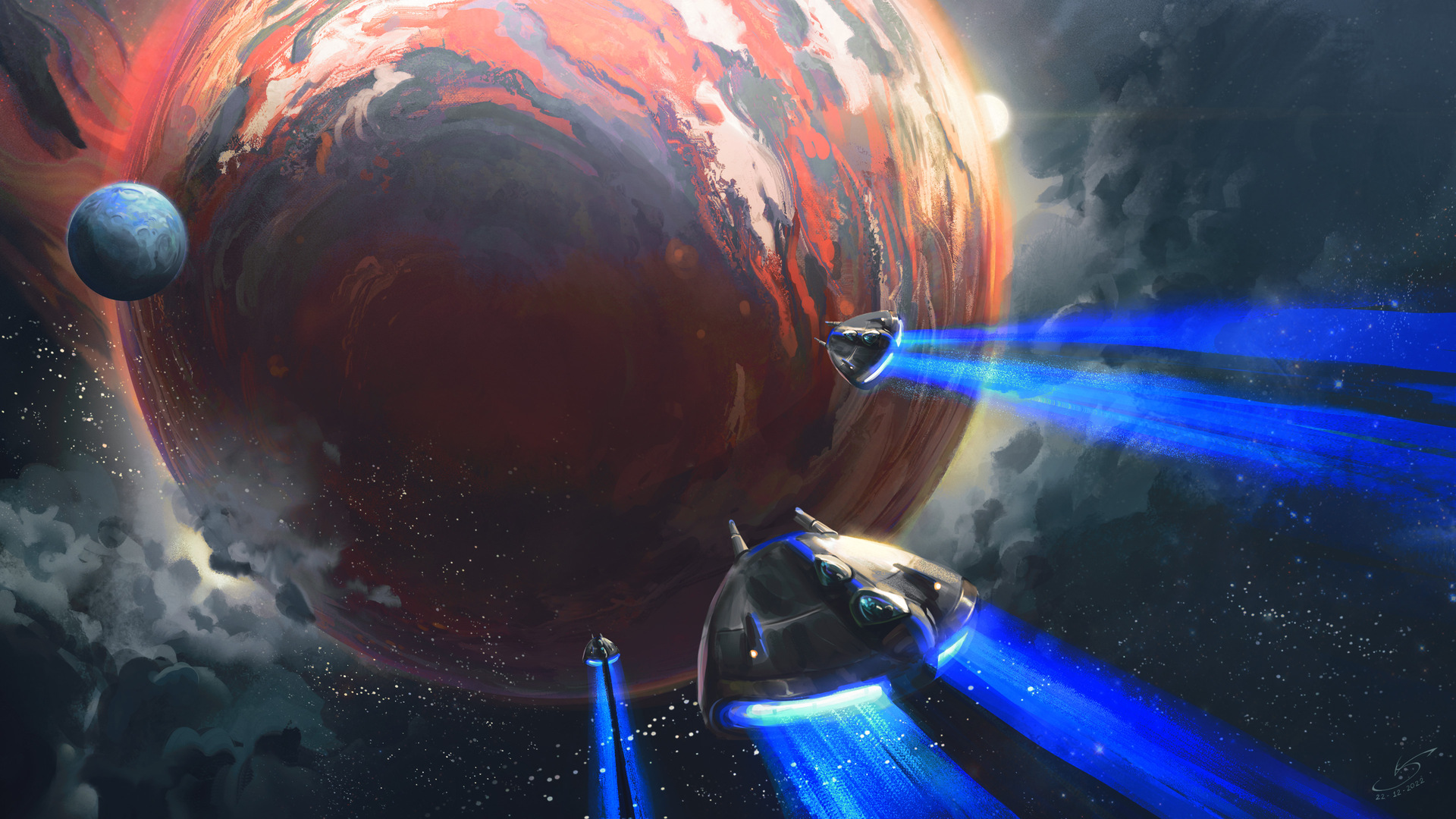 AI艺术 插图 空间 空间艺术 伽利 星星 宇宙飞船 科幻 电脑 4K高清壁纸 3840×2160