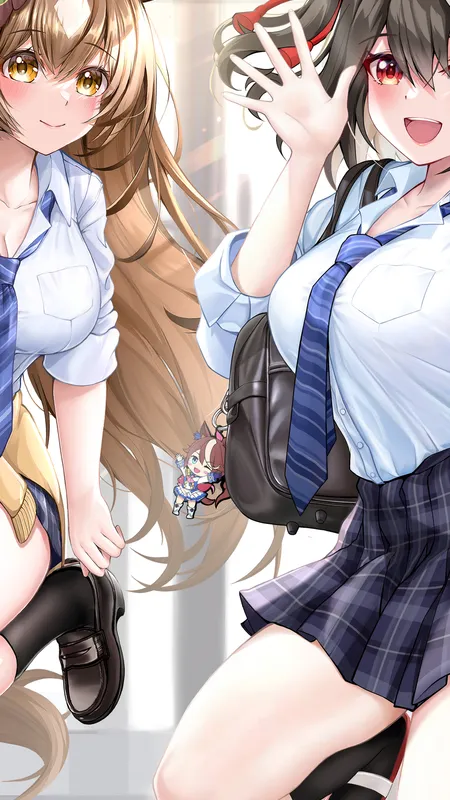 短发 长发 深色头发 动漫 漂亮 动漫女孩 校服 兽耳 赛马娘 黑发 AI艺术 手机 4K高清壁纸 4000×4000