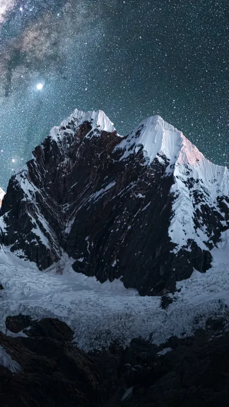摄影 风景 自然 山脉 夜 雪 星夜 帐篷 星星 手机 4K高清壁纸 6860×8575