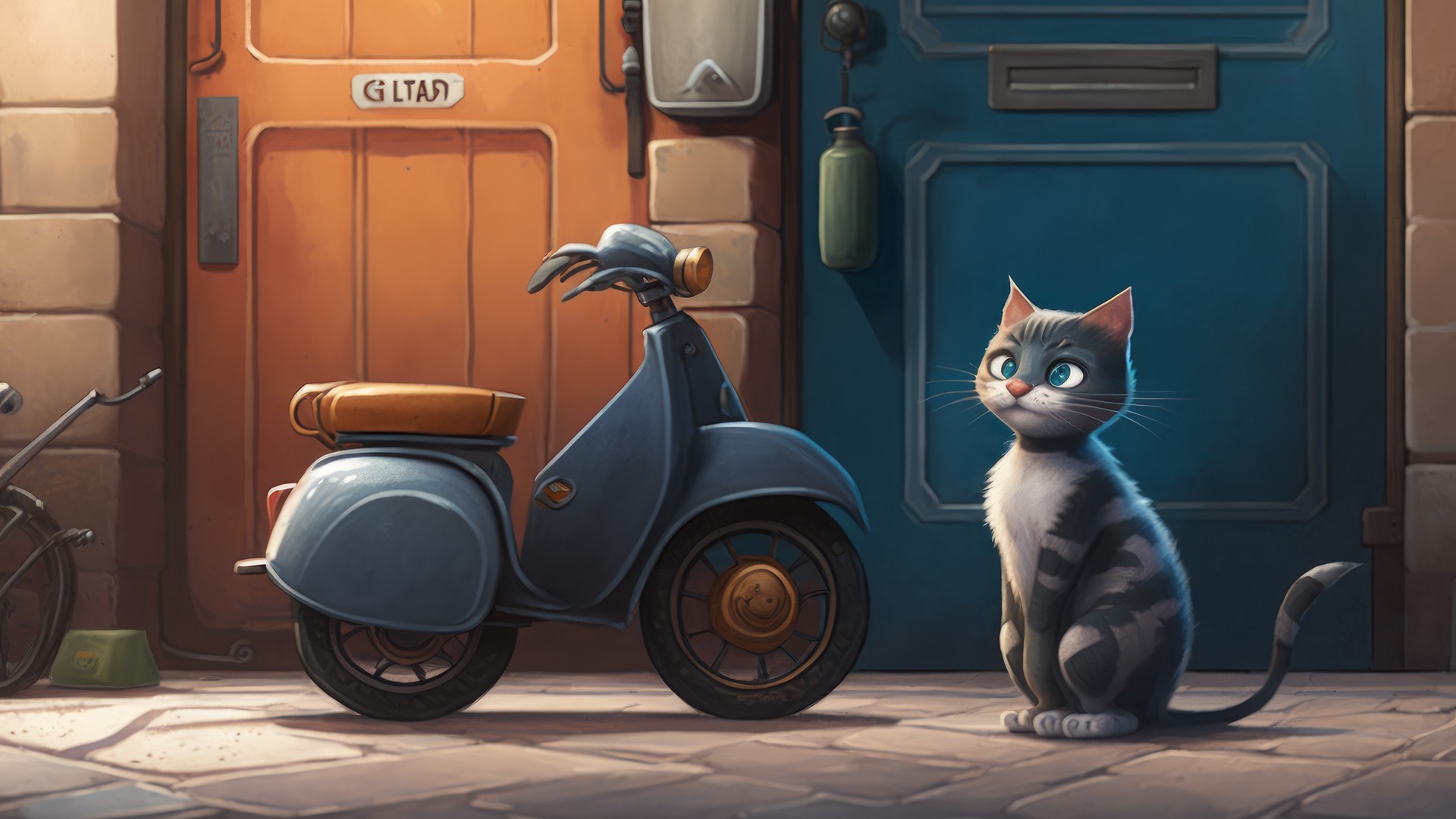 艺术 猫 门 AI艺术 动物 车辆 摩托车 电脑 壁纸 4579×2616