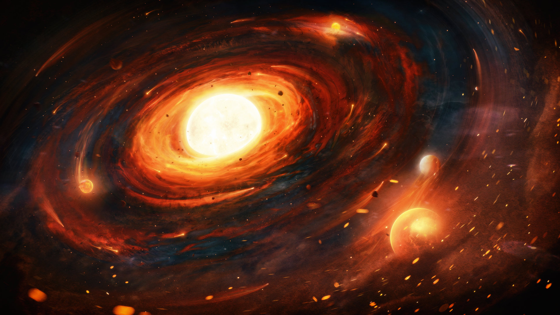 热门AI艺术 宇宙 空间艺术 橙色 红色 电脑 手机壁纸 8000×4500
