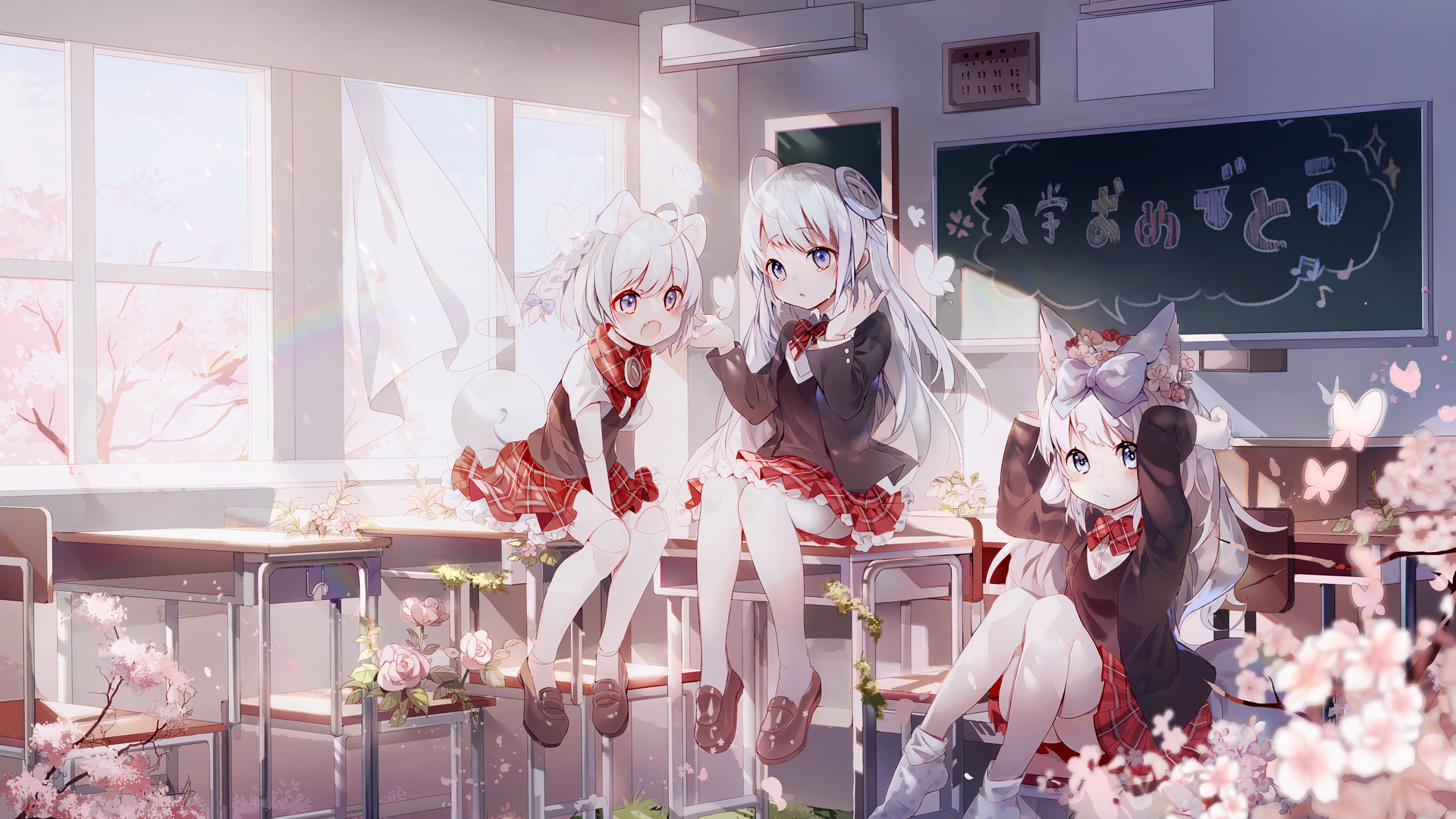 热门女学生 原创 人物 动漫 女孩 兽耳 长袜 萝莉 清纯 可爱 电脑 高清壁纸 4823×2894