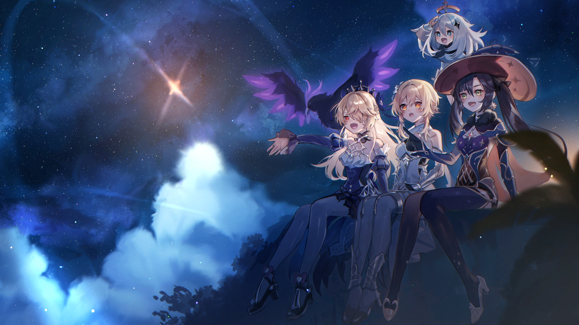精选原神 夜晚 星星 动漫 女孩 星夜 可爱 萝莉 电脑 手机壁纸 4806×2837