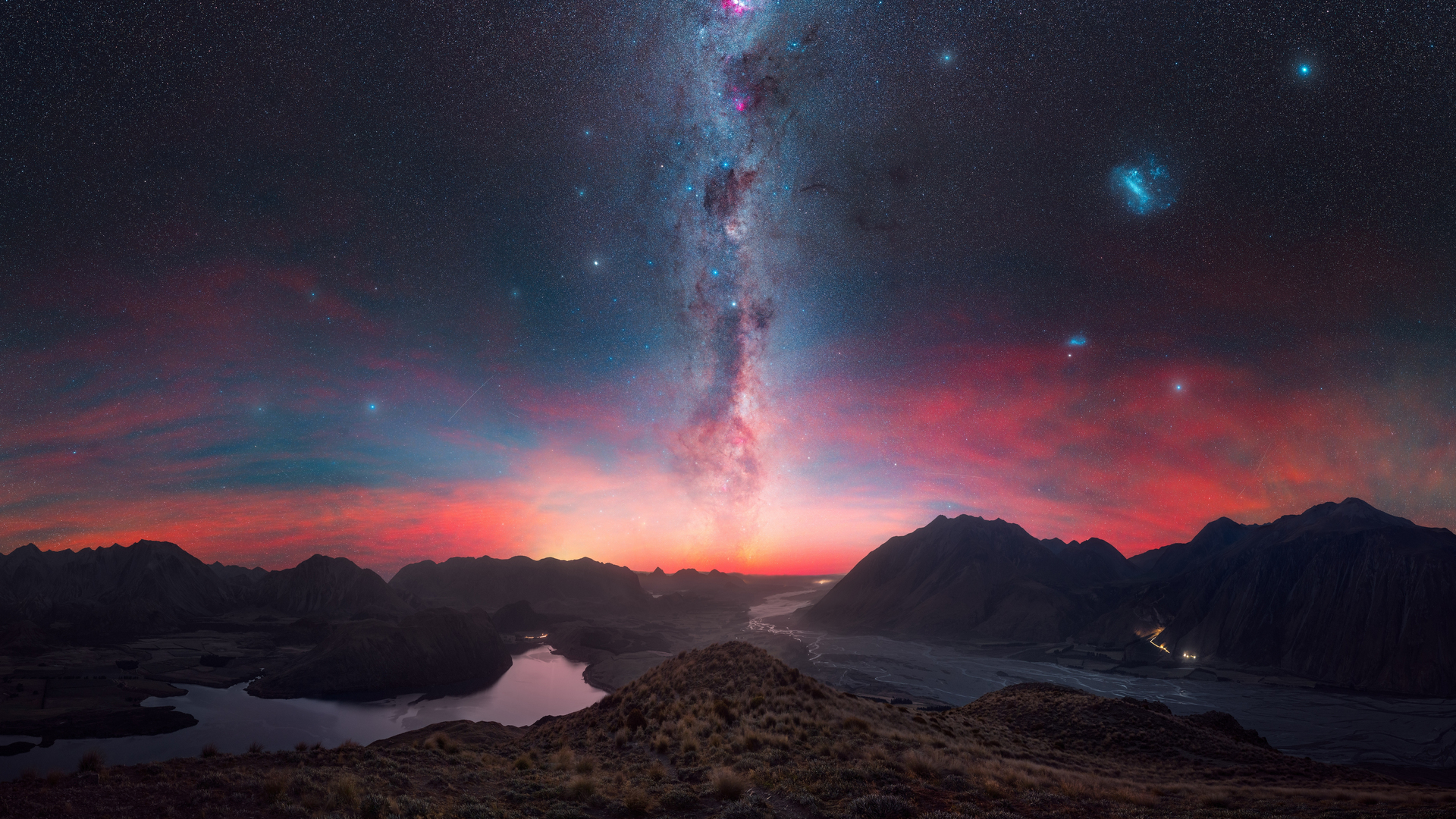 唯美摄影 风景 自然 山脉 新西兰 星星 银河系 湖泊 天空 夜晚 夜景 水 电脑 壁纸 4500×3000