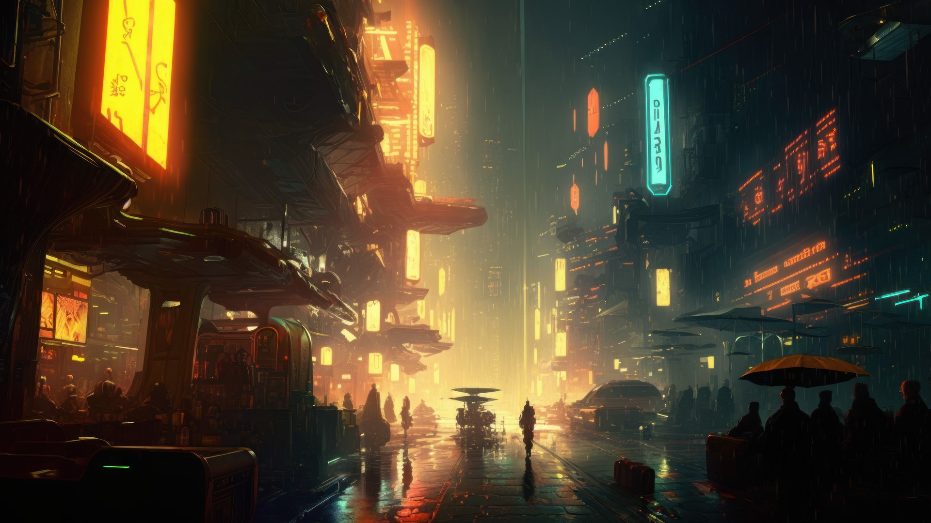 艺术 插图 赛博朋克 城市 城市灯光 霓虹灯 电脑 手机壁纸 4579×2616