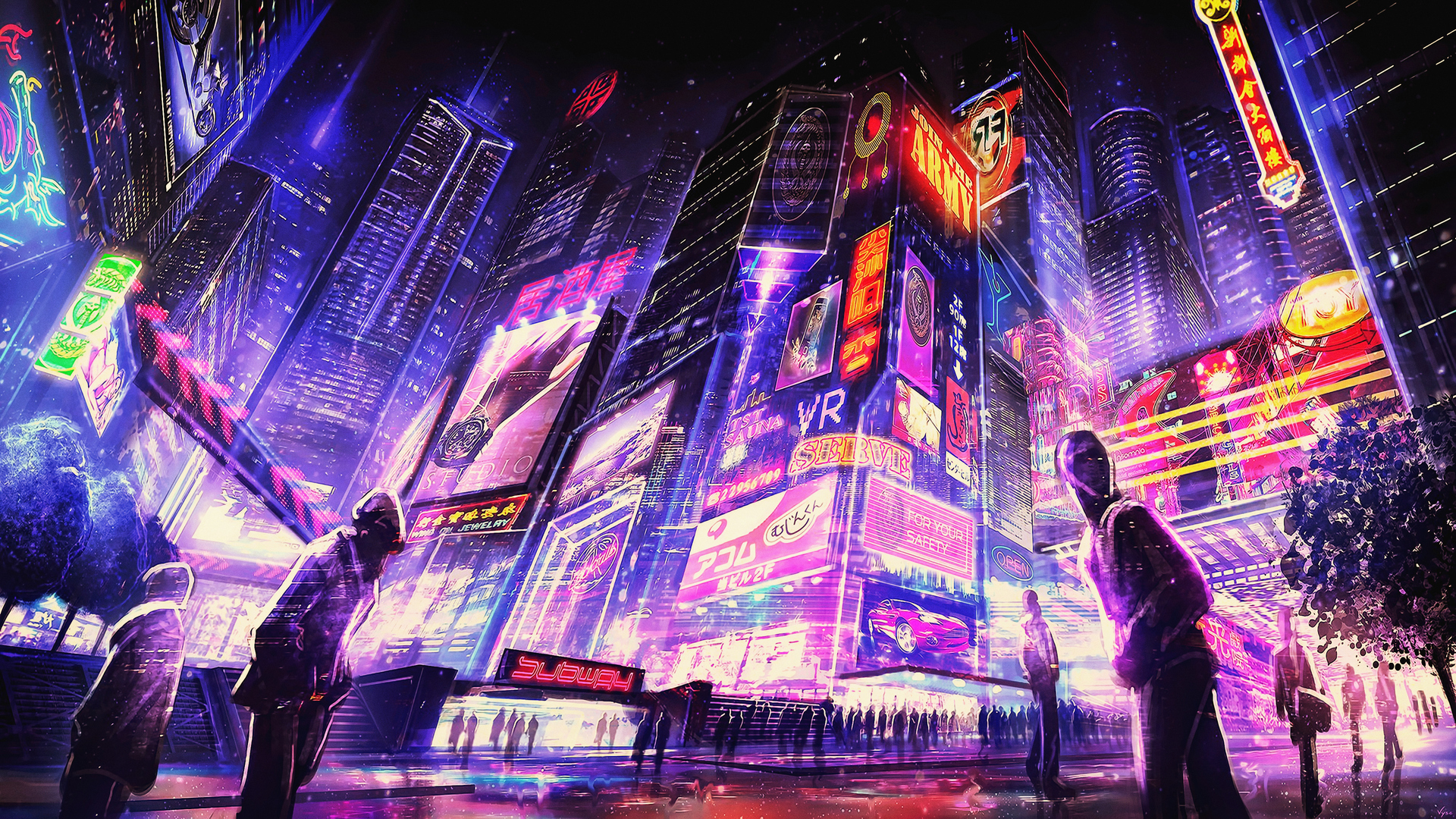 绝美夜 赛博朋克 未来 城市 AI艺术 概念艺术 幻想艺术 电脑 壁纸 3840×2160