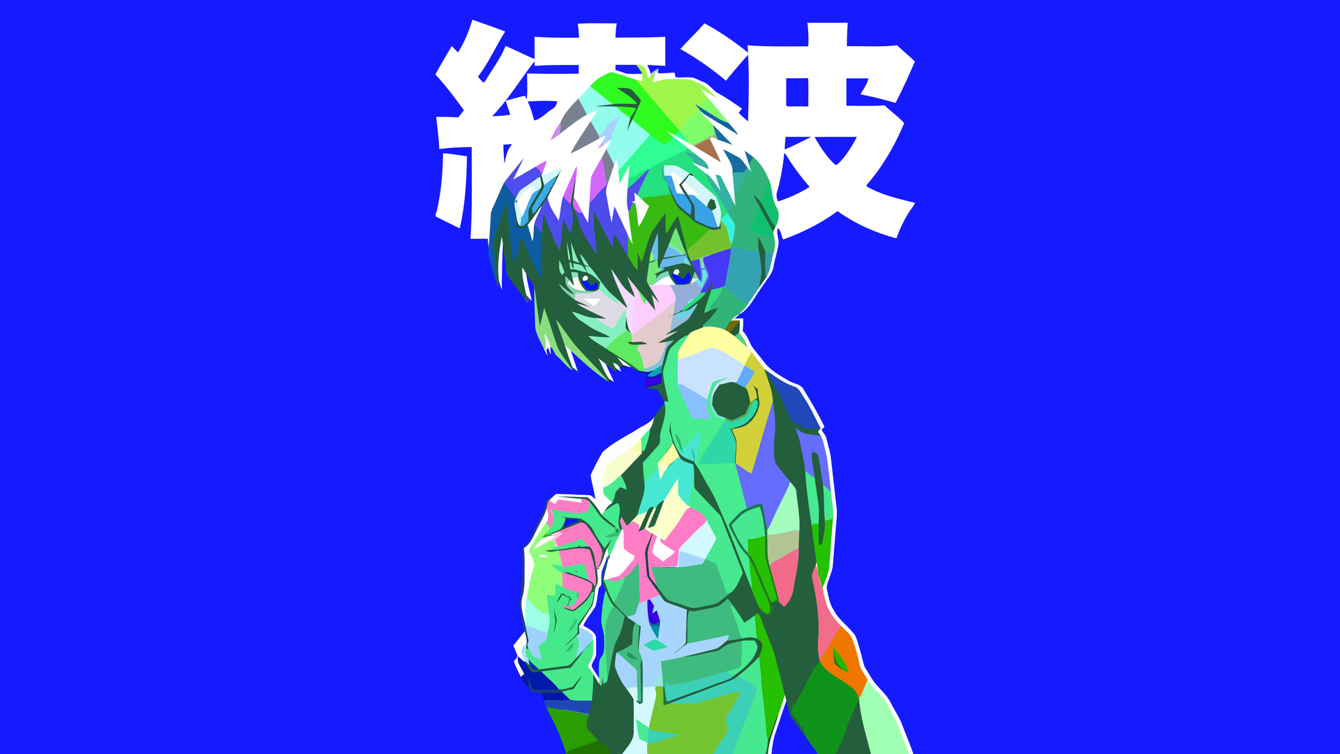霓虹创世纪福音 动漫 漫画 战士 战斗 蓝色 简单 电脑 4K高清壁纸 4096×2304