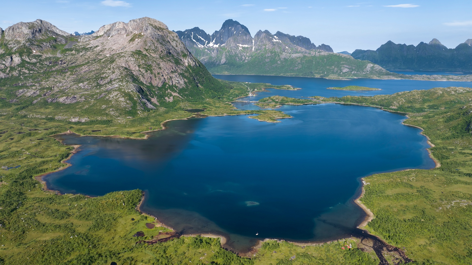 挪威 海洋 湖泊 山脉 风景 自然 天空 鸟瞰 水 电脑 壁纸 3840×2560