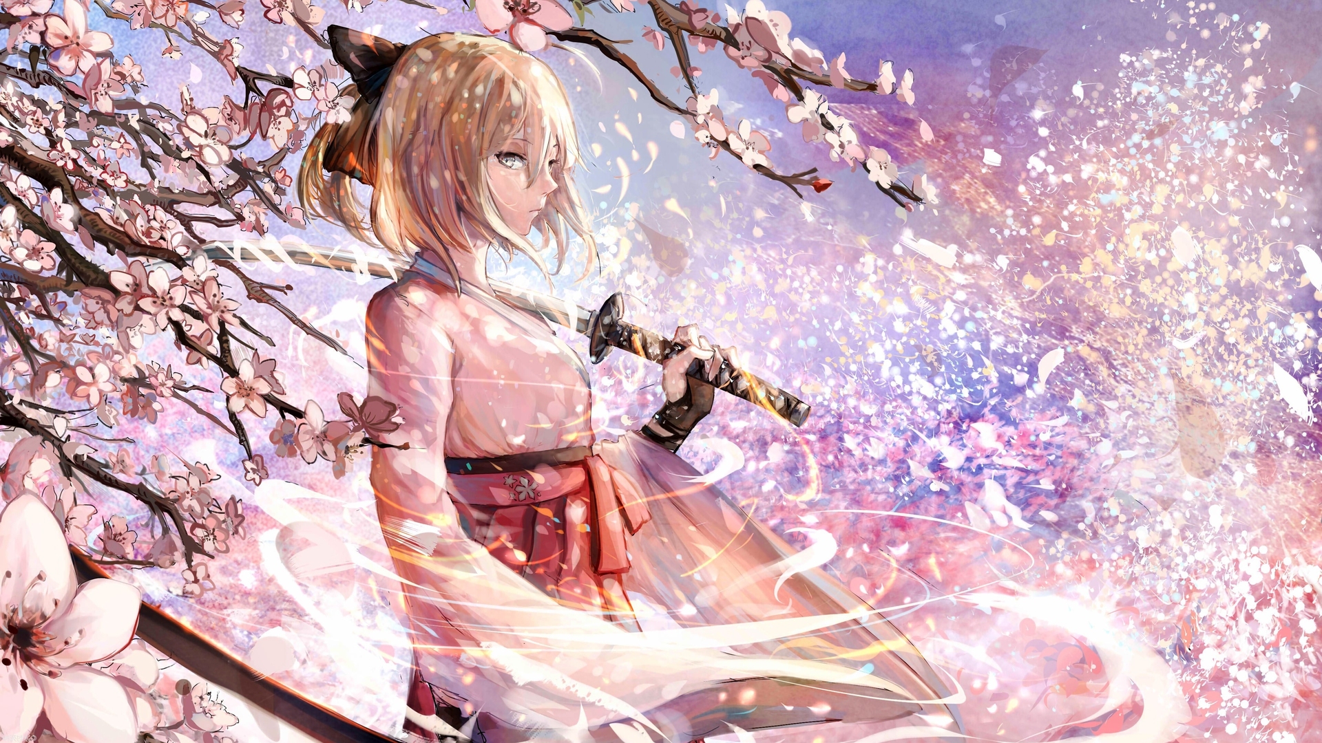 女人 动漫 女孩 命运 服装 武士 樱花 电脑 壁纸 3840×2160