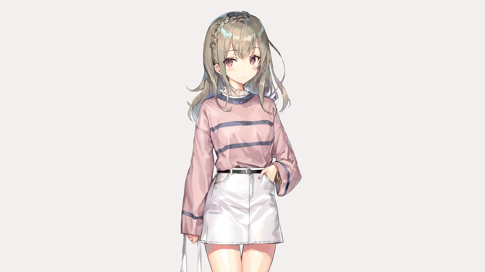 原创 人物 莫莫科 粉色 眼睛 动漫 女孩 灰发 电脑 手机壁纸 3840×2160