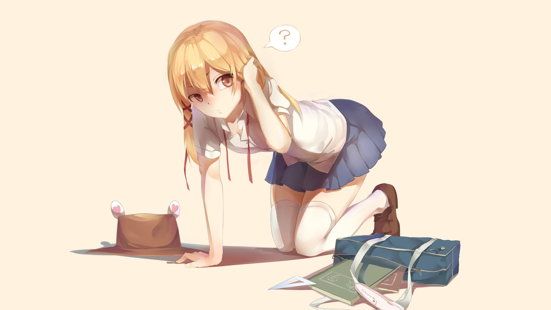 金发 碧眼 动漫 女孩 短裙 学生 JK 电脑 壁纸 4781×2988