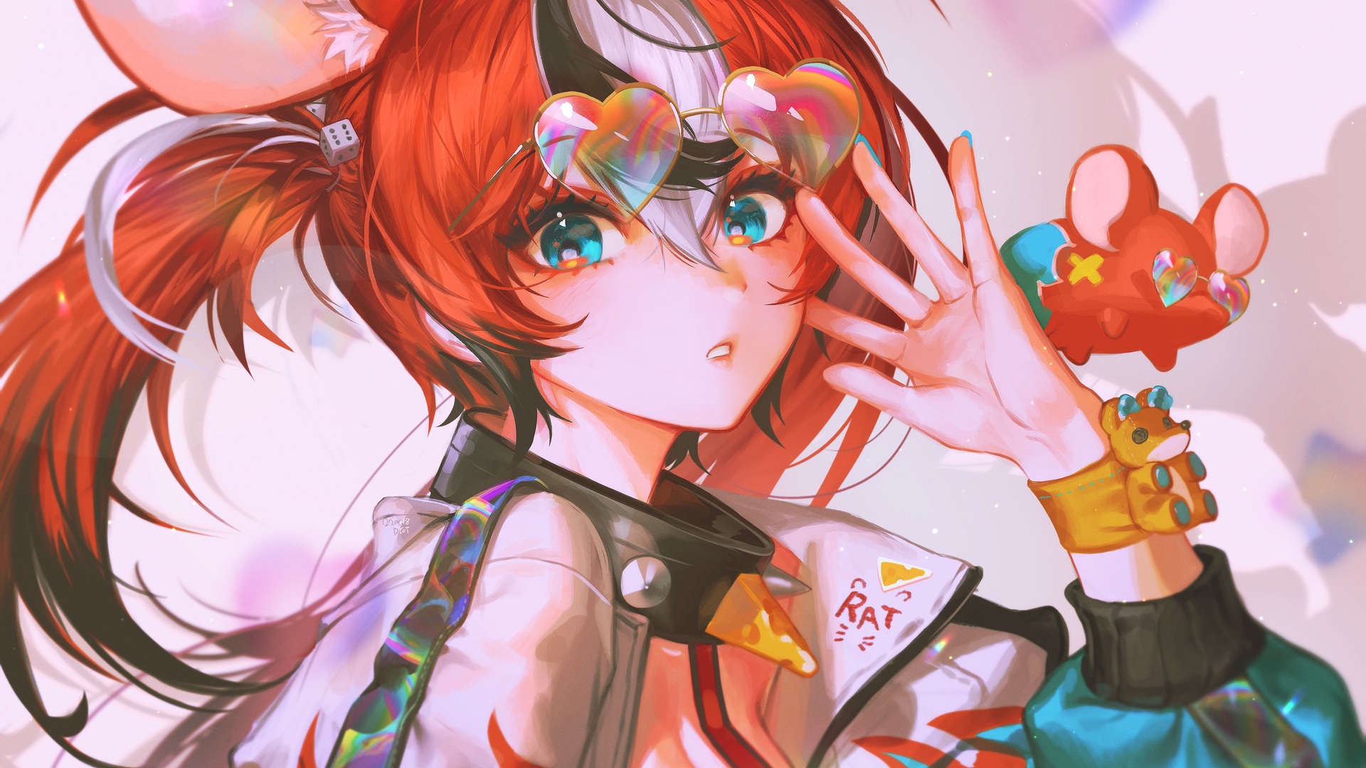红发 动漫 动漫少女 墨镜 电脑 4K高清壁纸 3840×2522